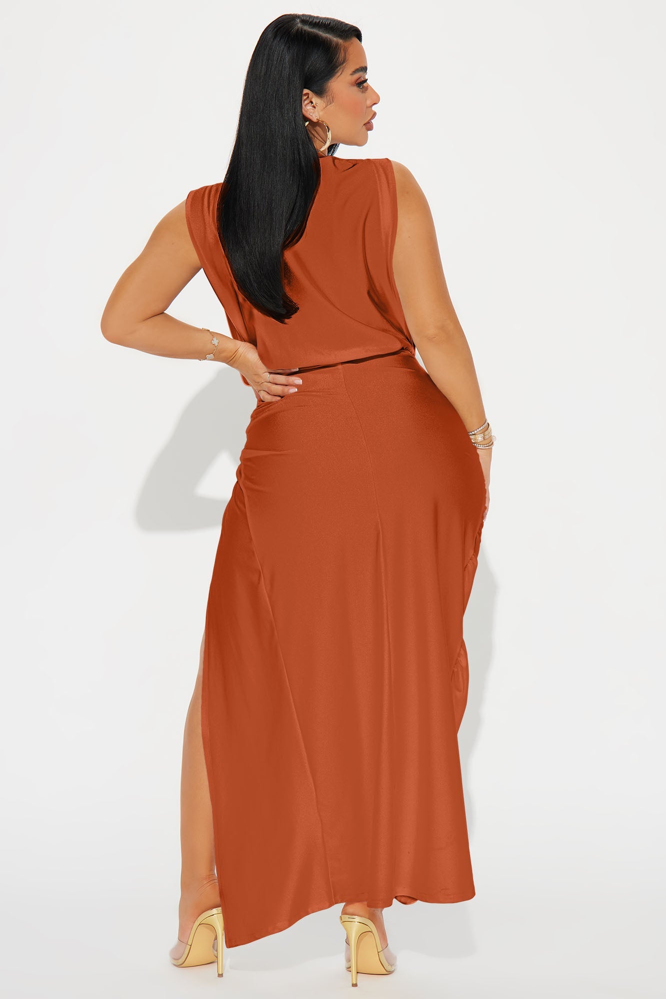 Spice It Up Midi Dress - Rust