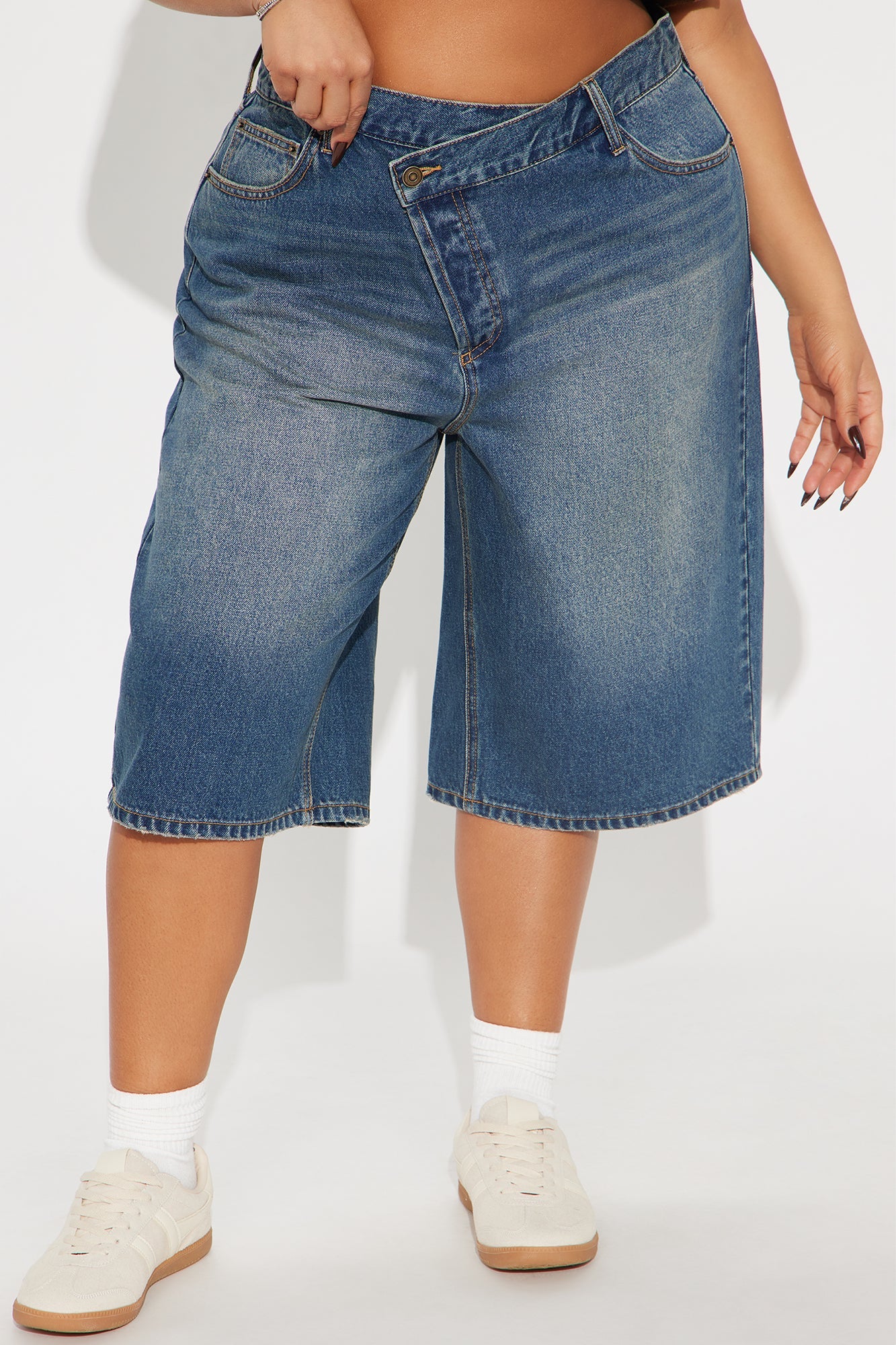 Take Whats Mine Crossover Denim Jorts - Dark Wash
