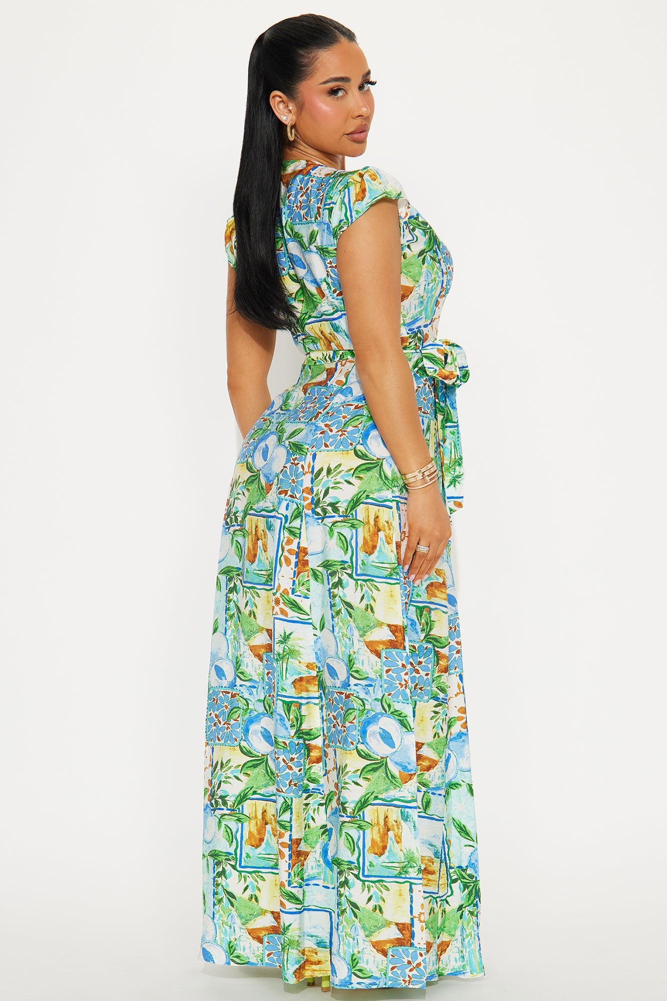Mariella Wrap Maxi Dress - Blue/combo
