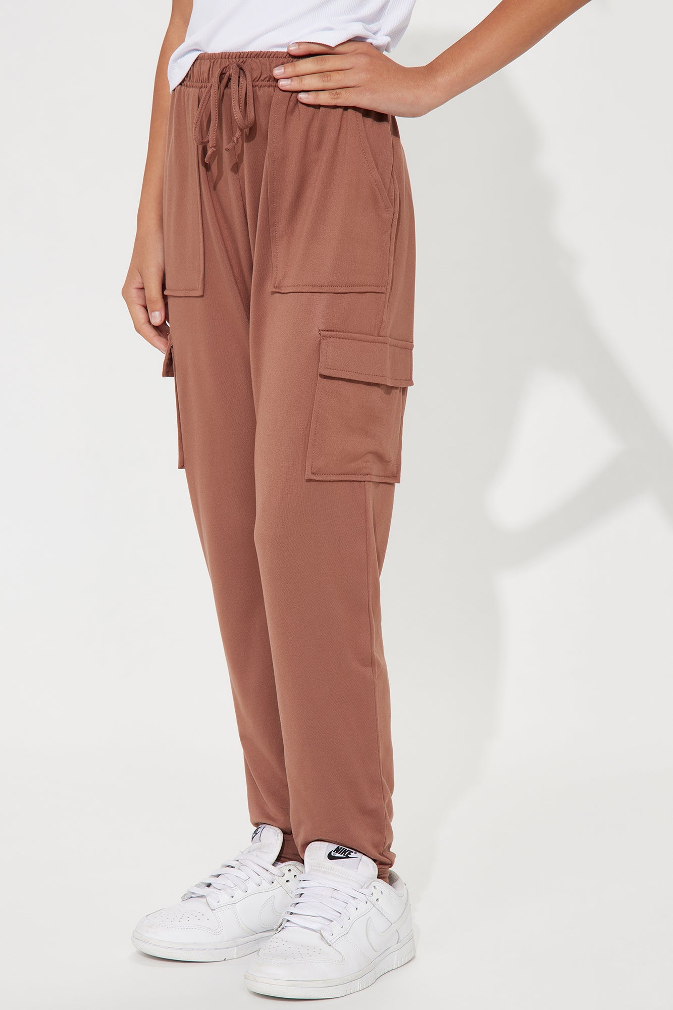 Mini Knit Cargo Joggers - Brown