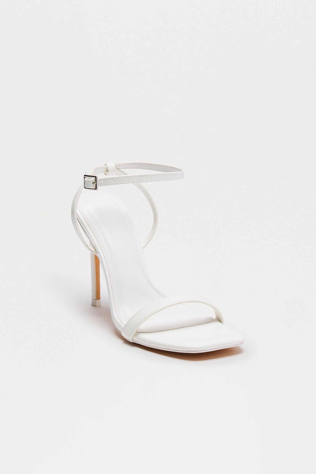 Serefina Square Toe Ankle Strap Heels - White