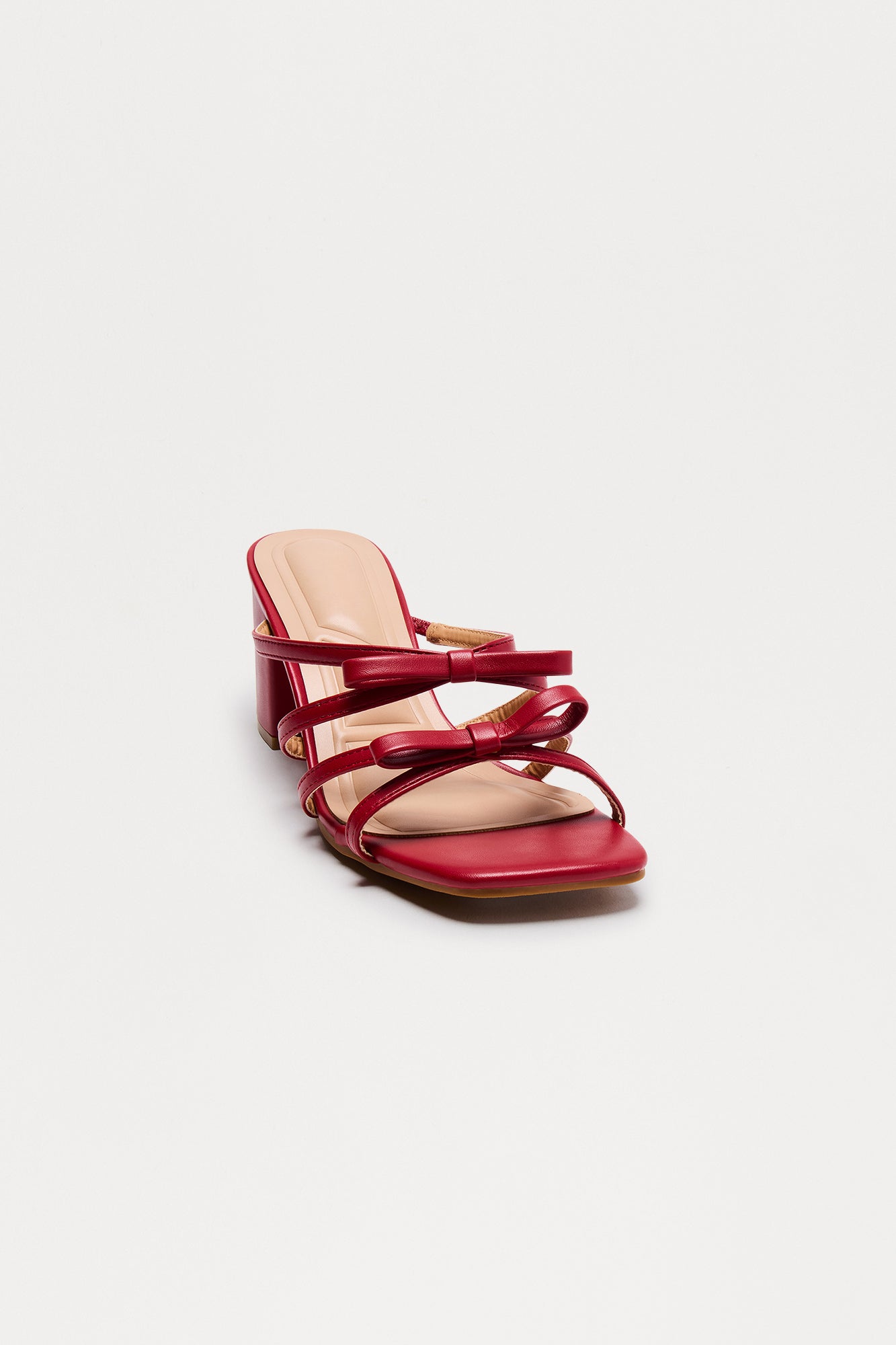 Miley Bow Block Mid Heels - Red