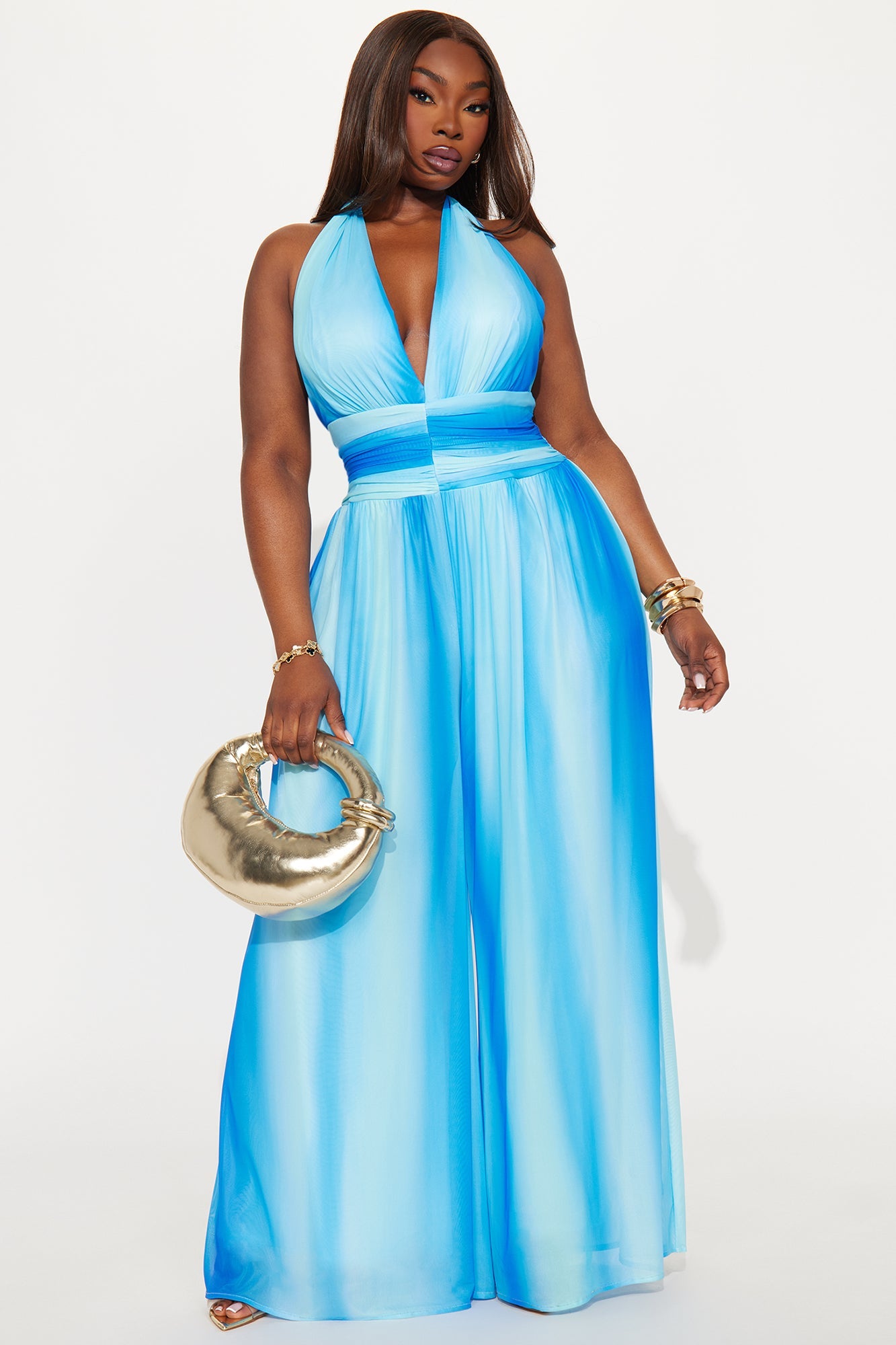 Tropical Ocean Mesh Jumspuit - Blue/combo