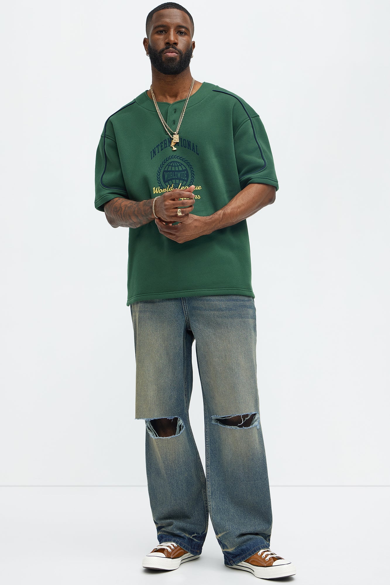 International Champ Short Sleeve Henley - Hunter Green