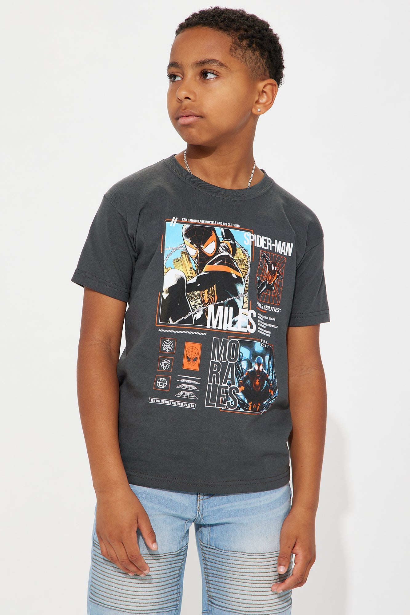 Mini Spiderman Miles Morales Tee - Charcoal