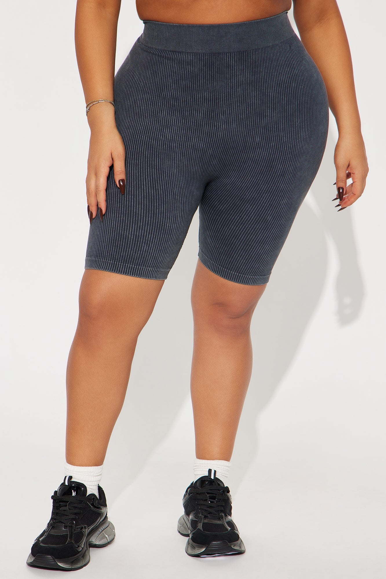 Mia Ribbed Seamless Biker Short - Black