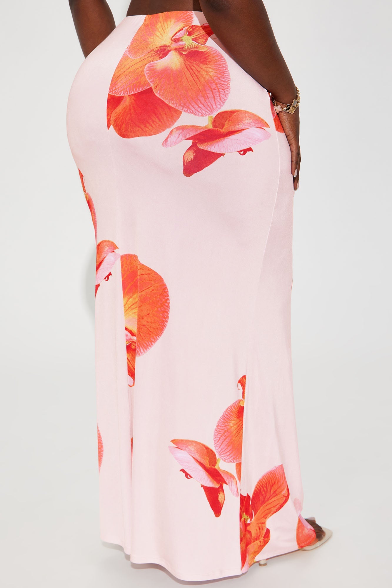 Liliana Floral Satin Maxi Skirt - Orange/combo
