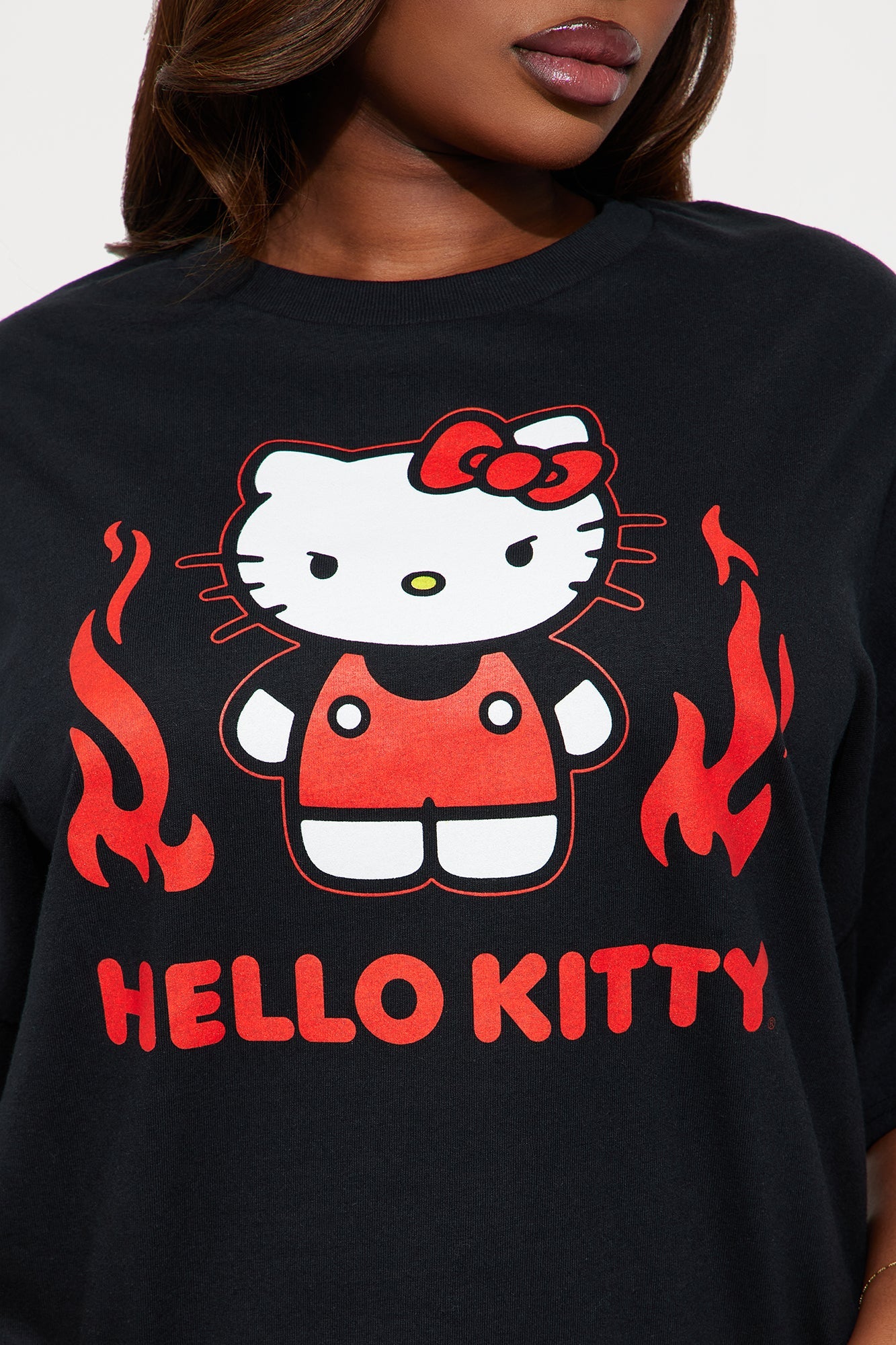 Hello Kitty Flames Oversized Tee - Black