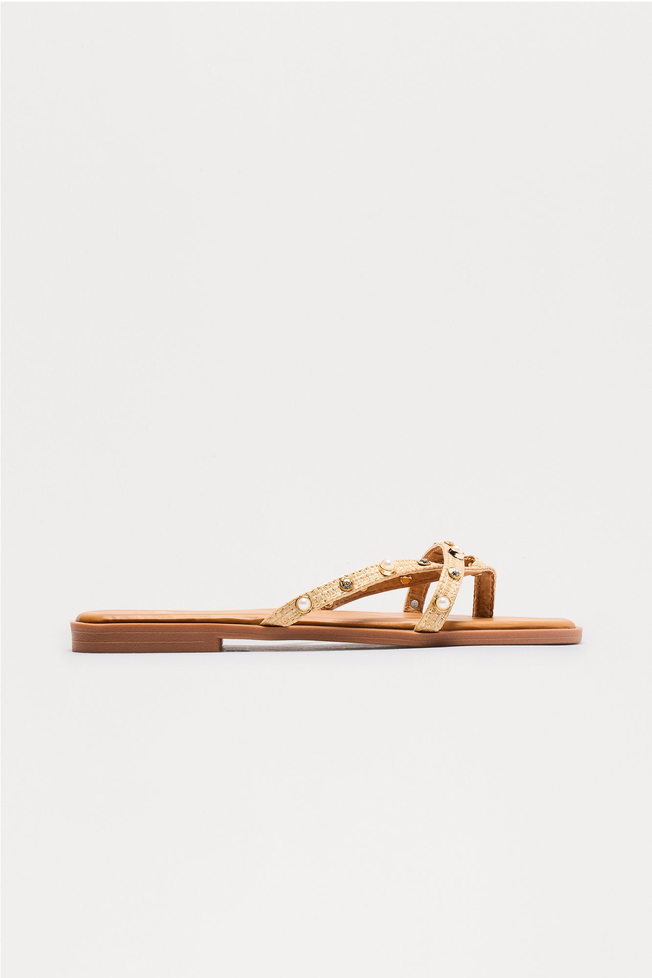 Tony Studded Flip Flops - Beige