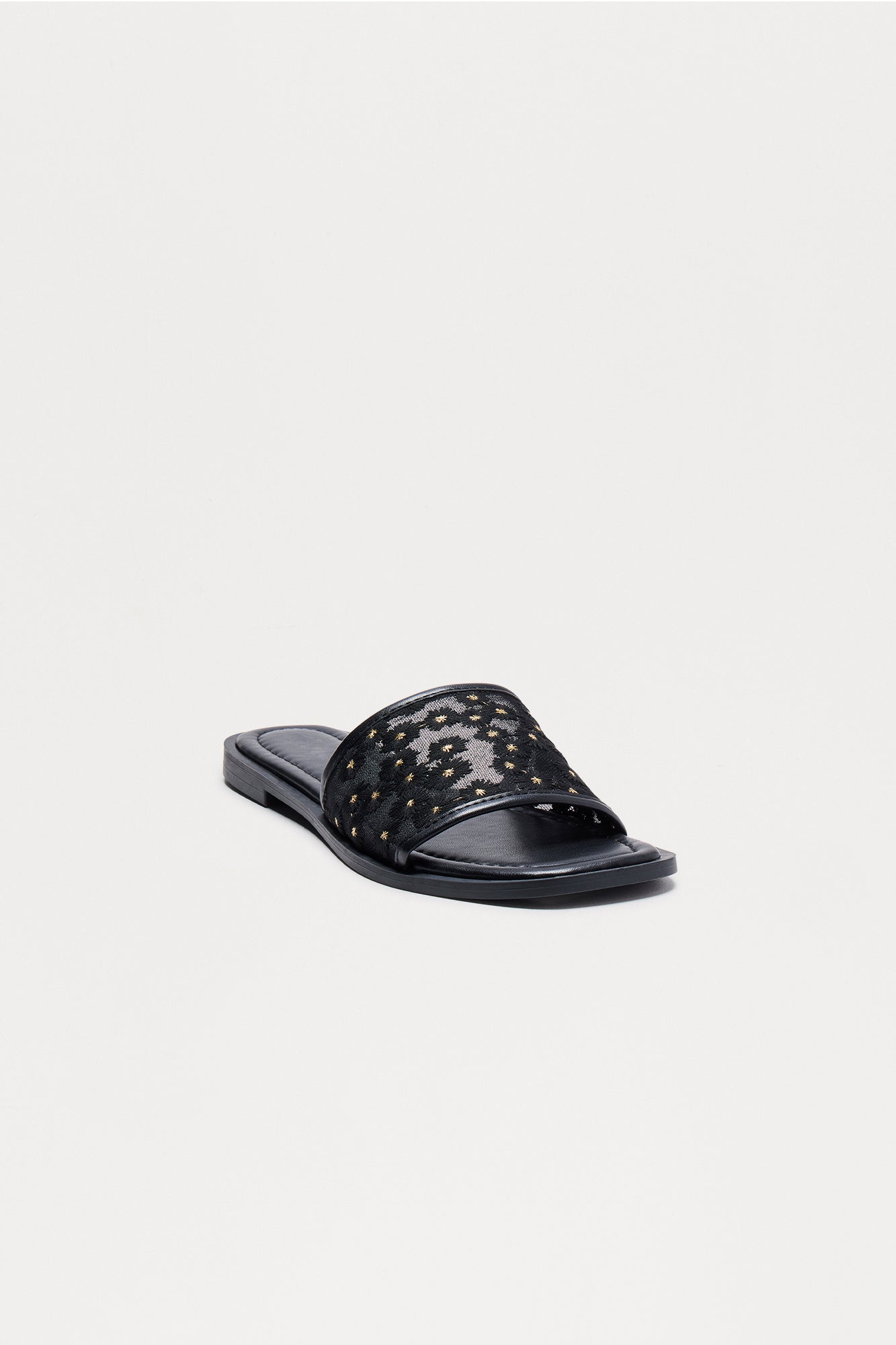 Zita Floral Slip On Sandals - Black