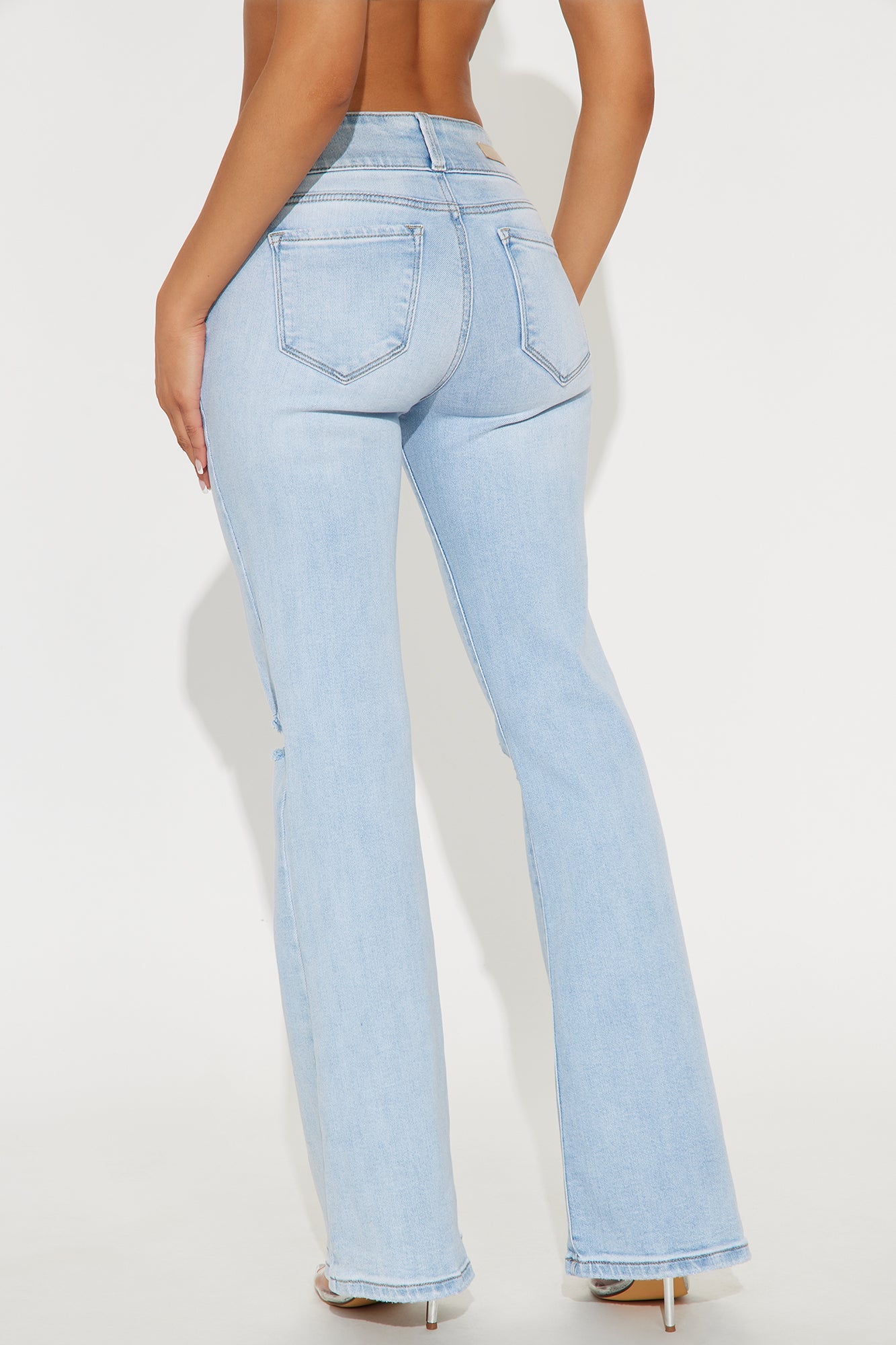 Take A Trip Ripped Flare Jeans - Light Wash