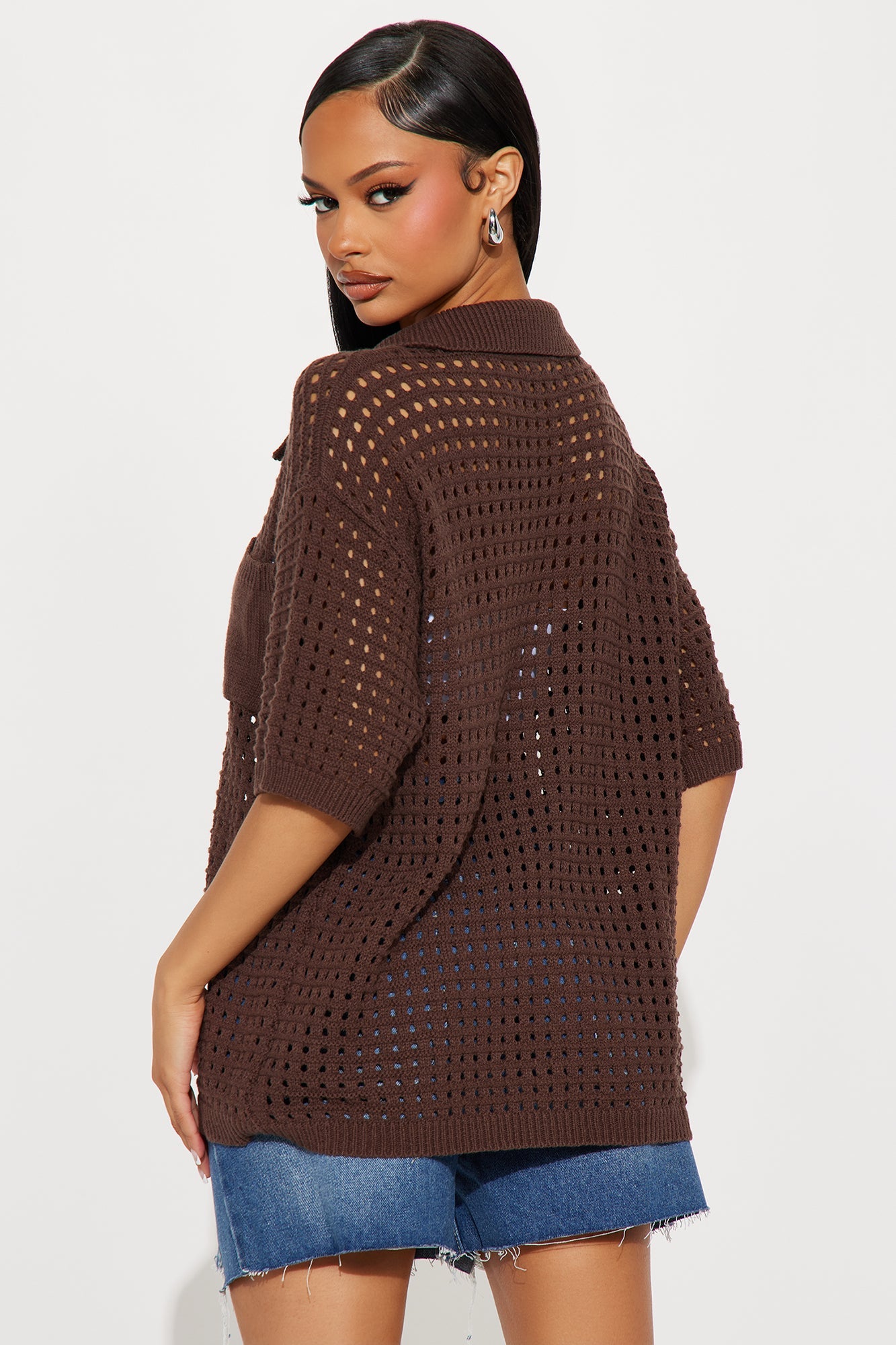 Endless Summer Days Crochet Shirt - Brown