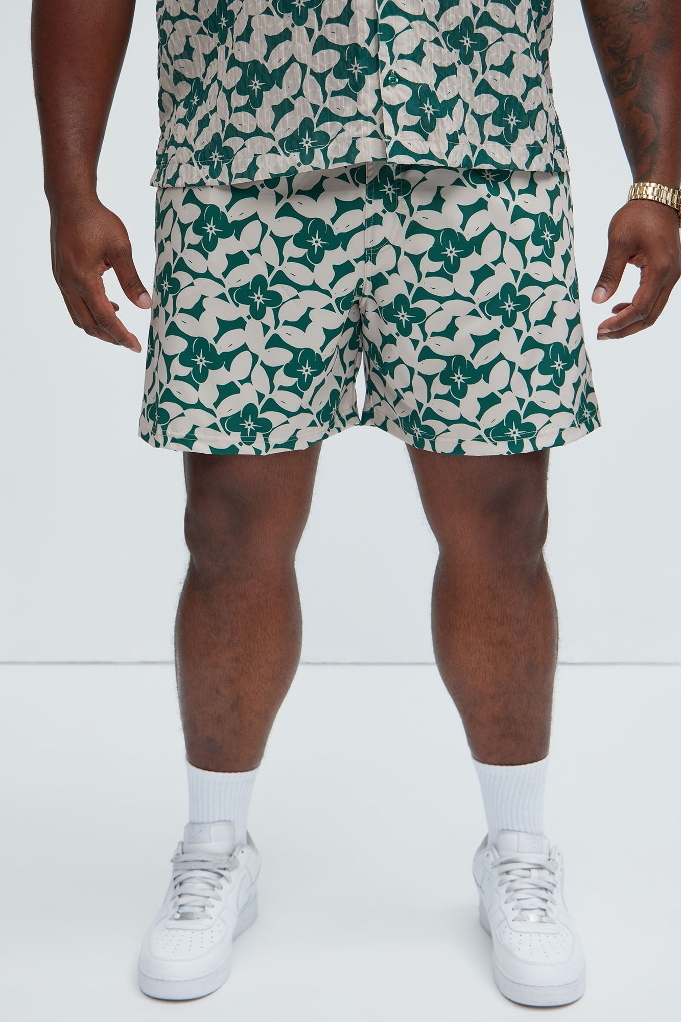 Bayou Floral Swim Mid Trunk - Green/combo