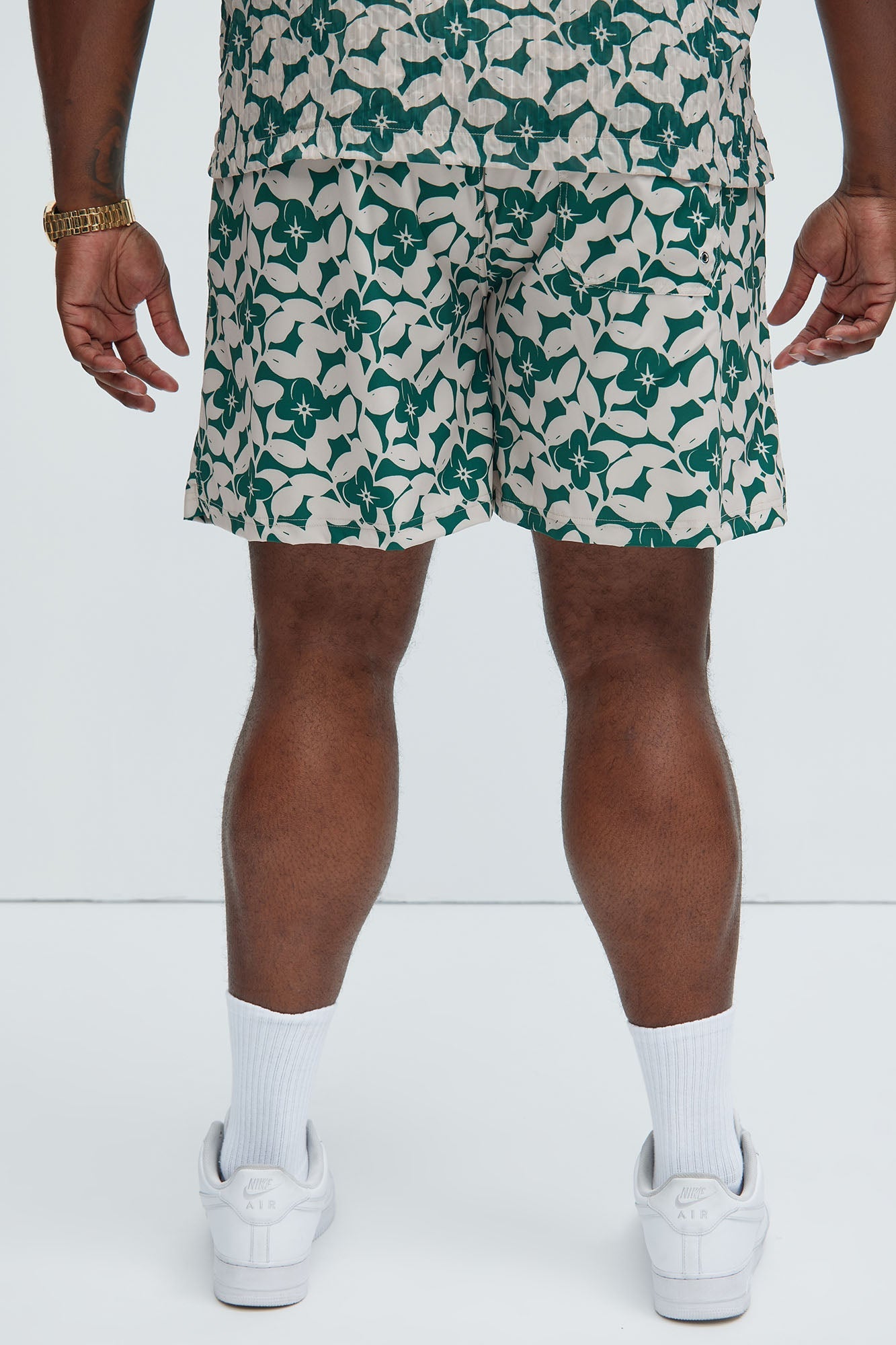 Bayou Floral Swim Mid Trunk - Green/combo