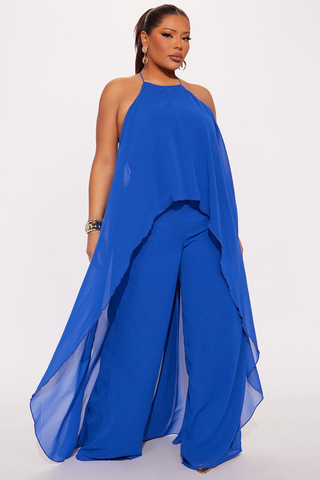 Bella Flowy Chiffon Jumpsuit - Blue