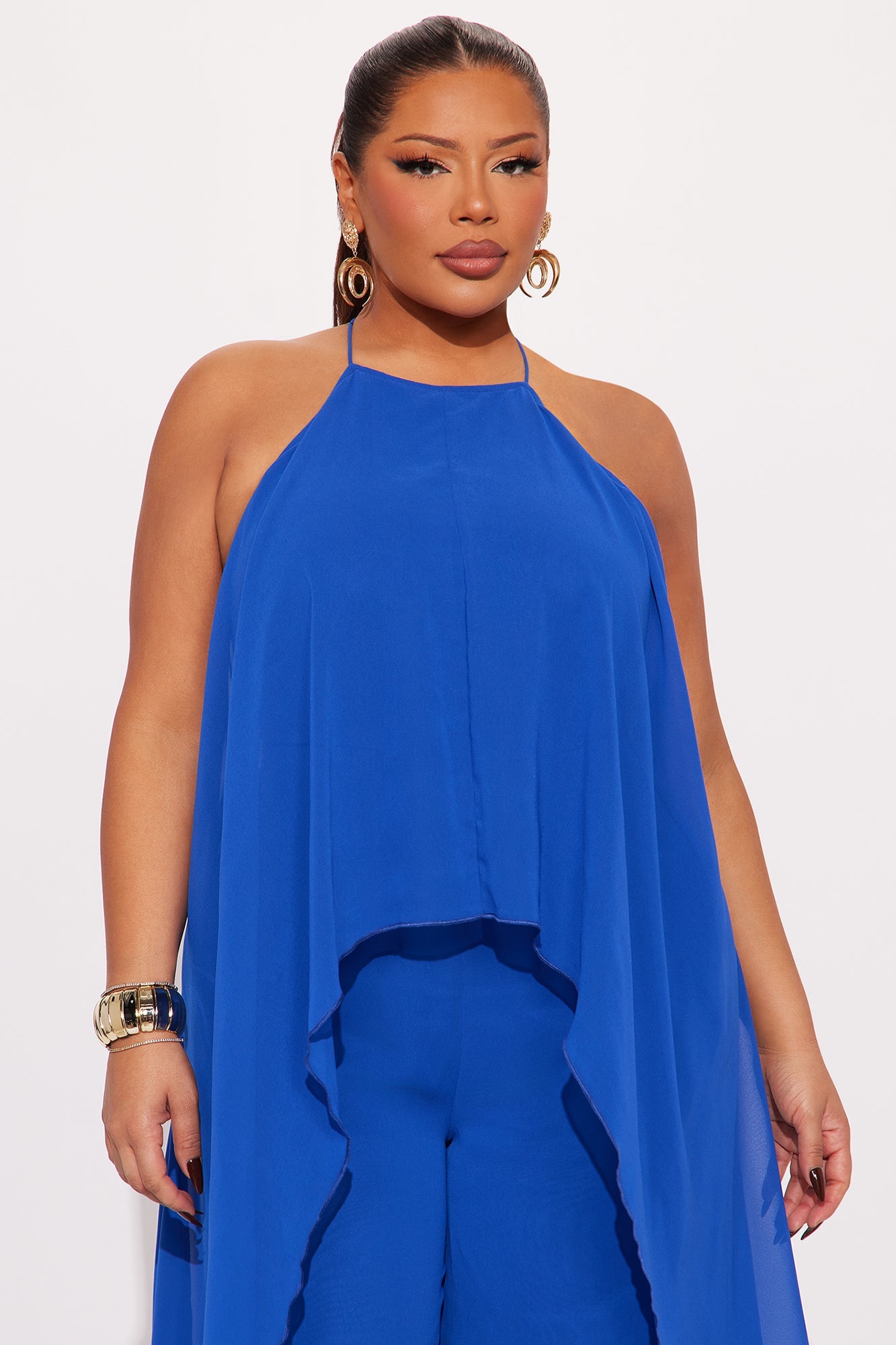 Bella Flowy Chiffon Jumpsuit - Blue