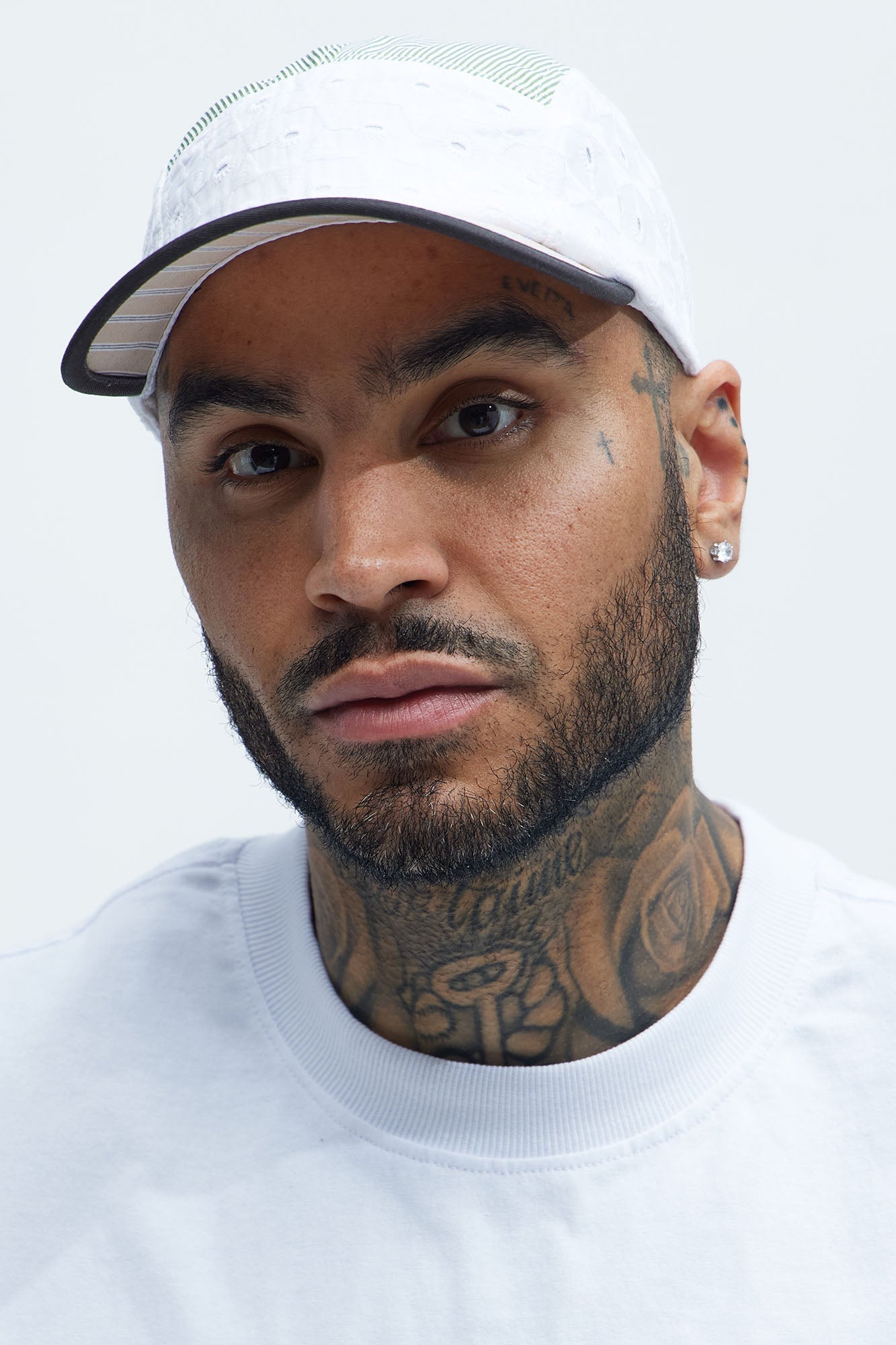 Mixed Media Eyelet 5 Panel Hat - Multi Color