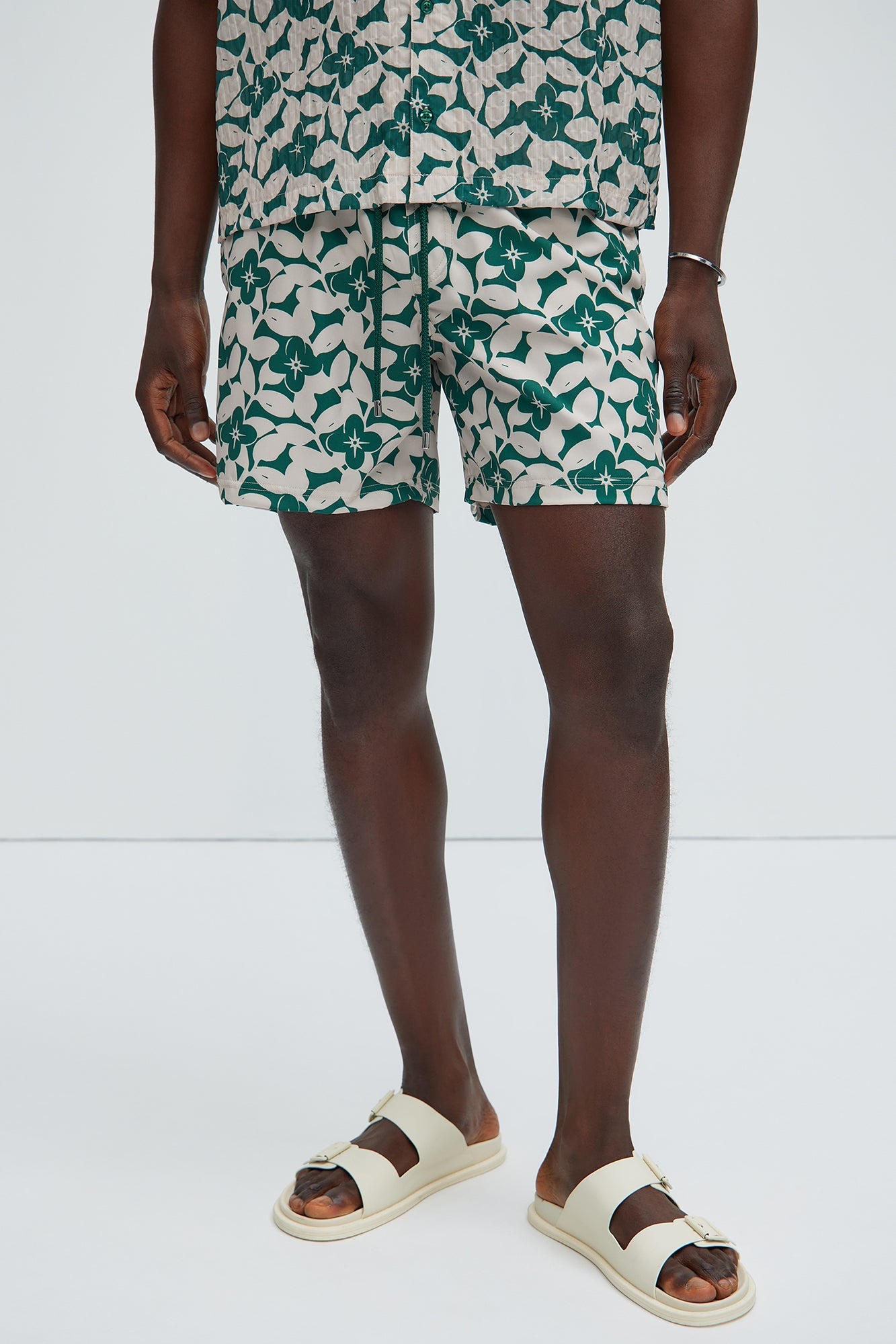 Bayou Floral Swim Mid Trunk - Green/combo