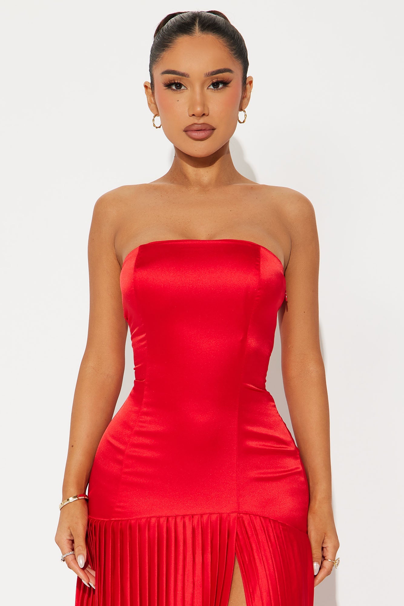 Lust For You Satin Maxi Dress - Red
