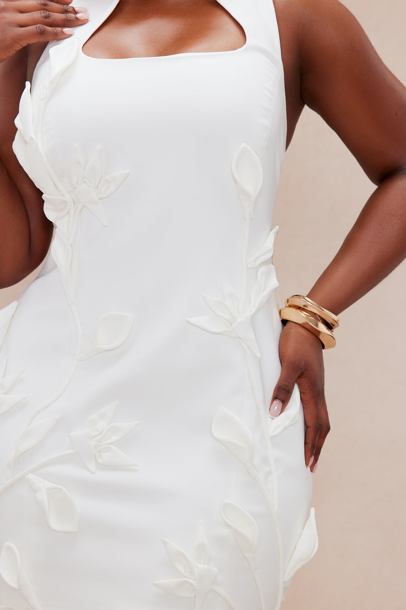 Nathalie Embroidered Mini Dress - Off White