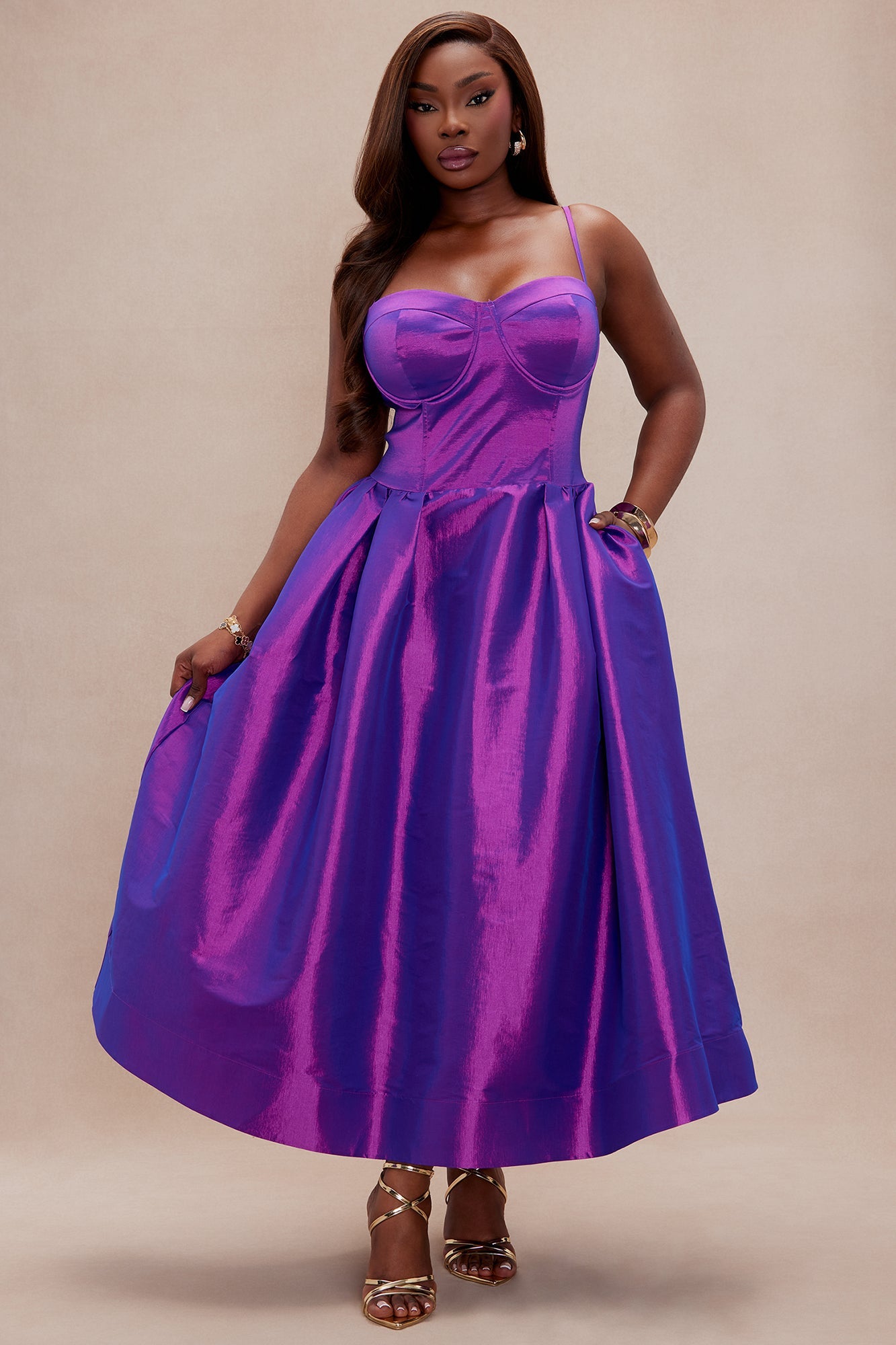 Harper Taffeta Maxi Dress - Purple