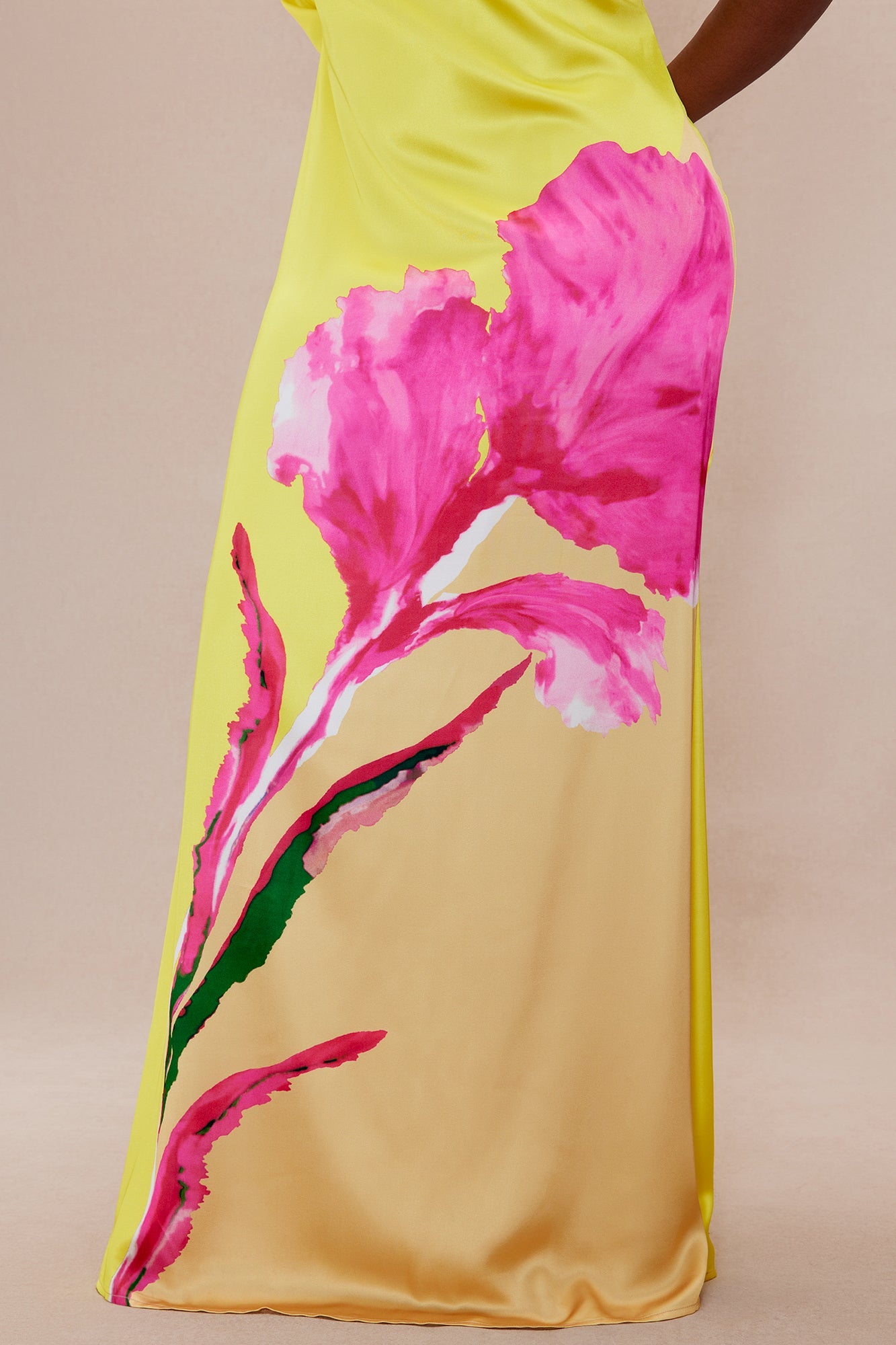 Golden Hour Satin Maxi Dress - Yellow/combo
