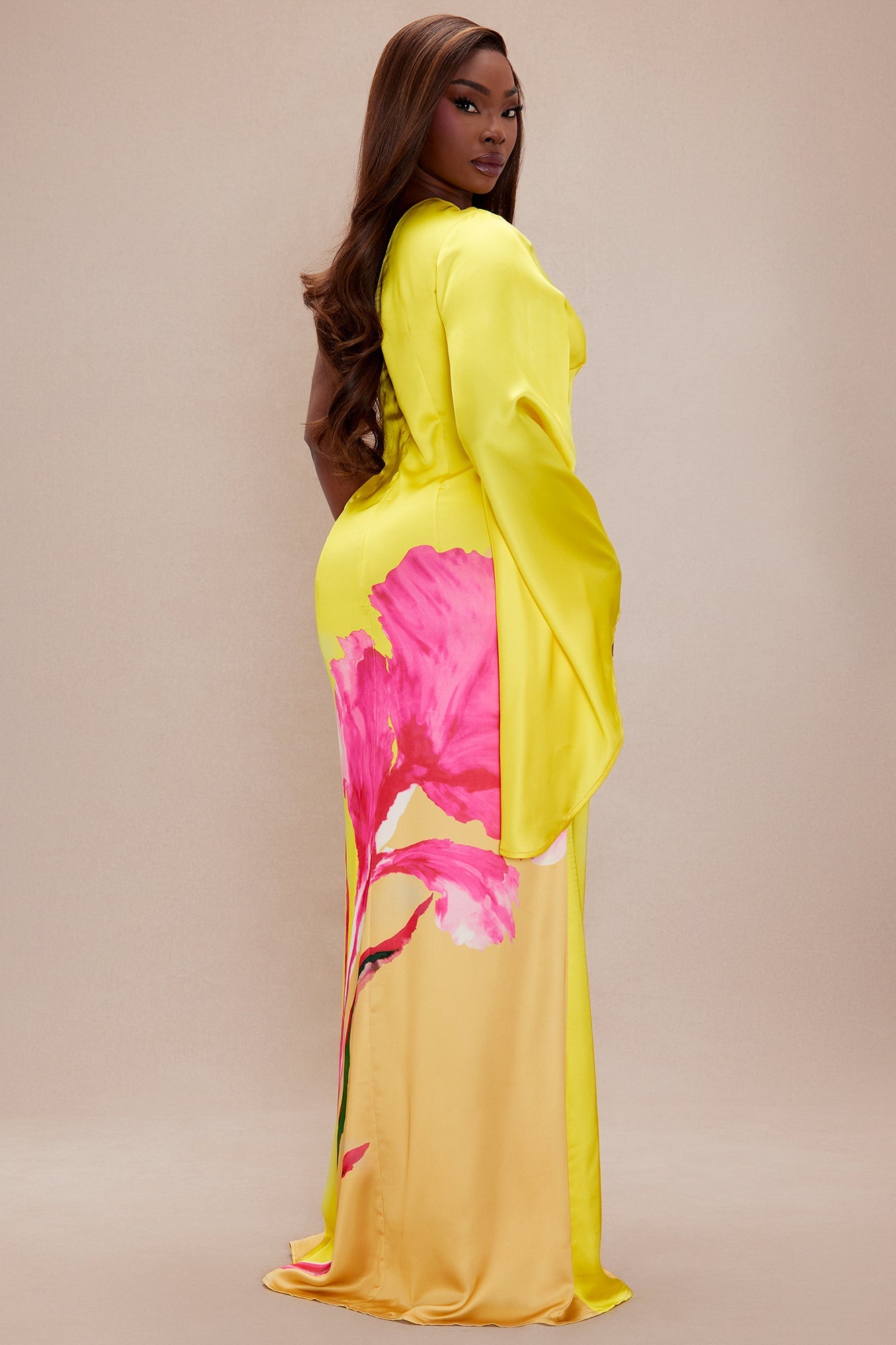 Golden Hour Satin Maxi Dress - Yellow/combo