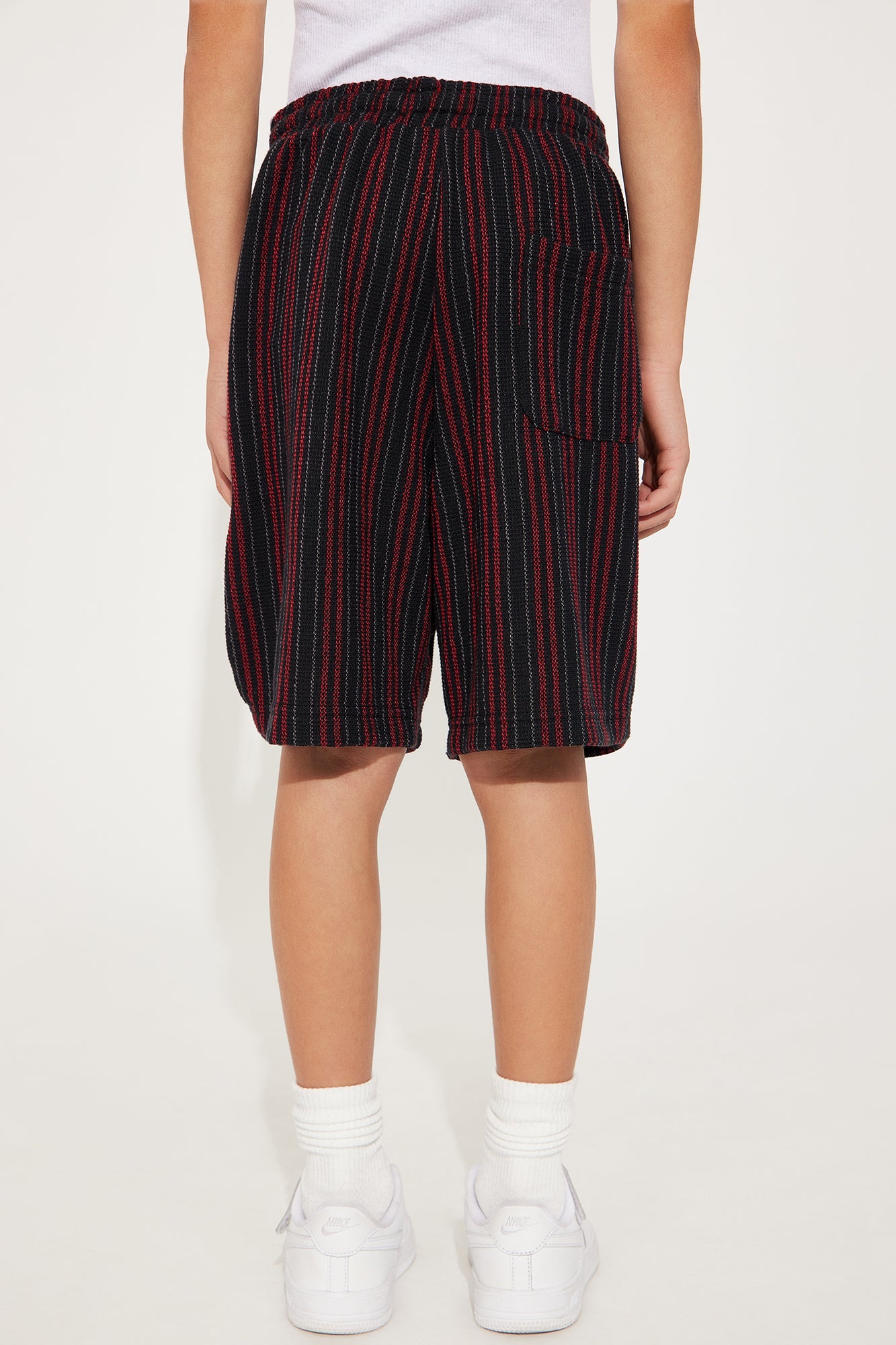 Mini Colt Drawstring Striped Shorts - Burgundy