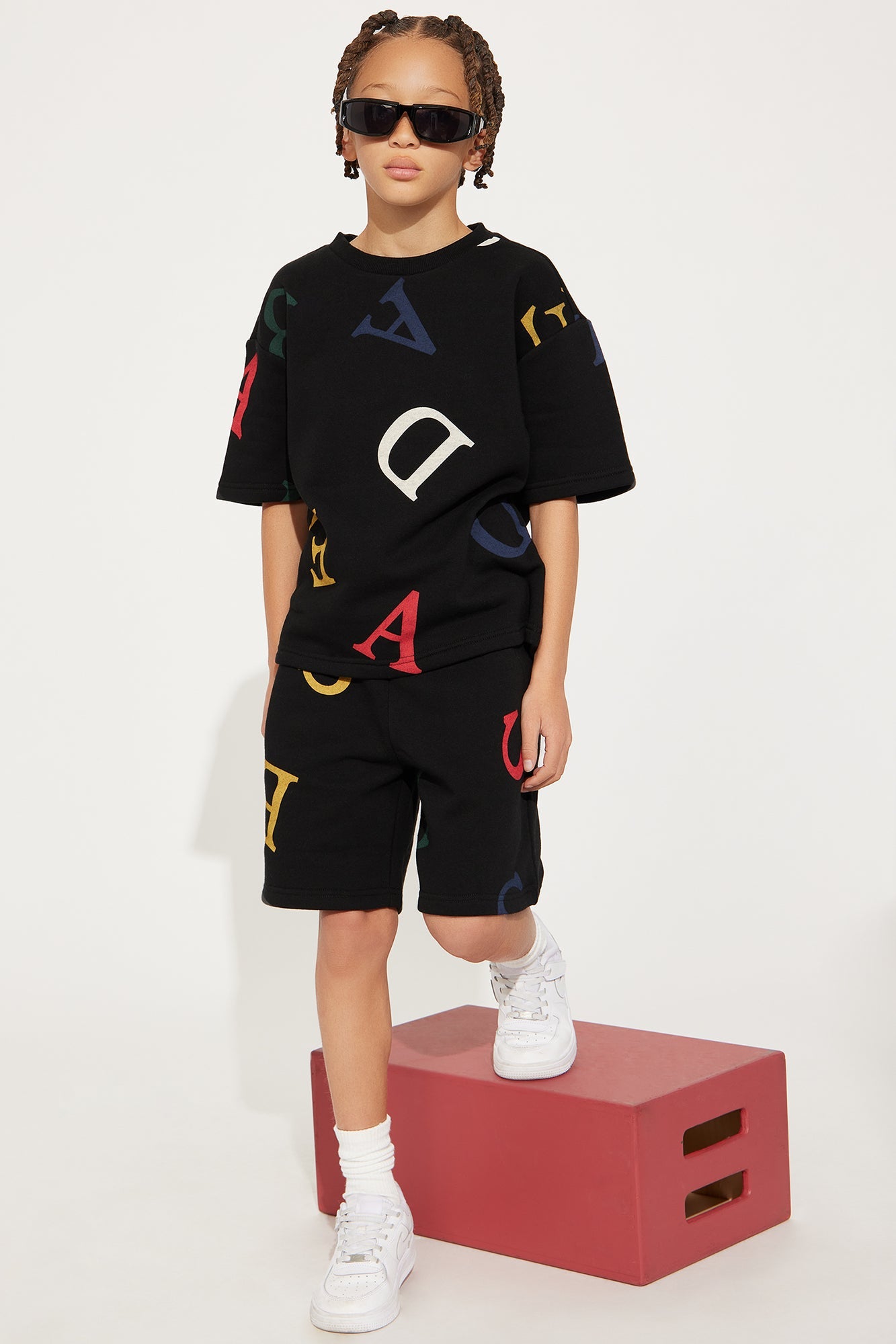 Mini Tyson Letters Oversized Short Sleeve Tee - Black