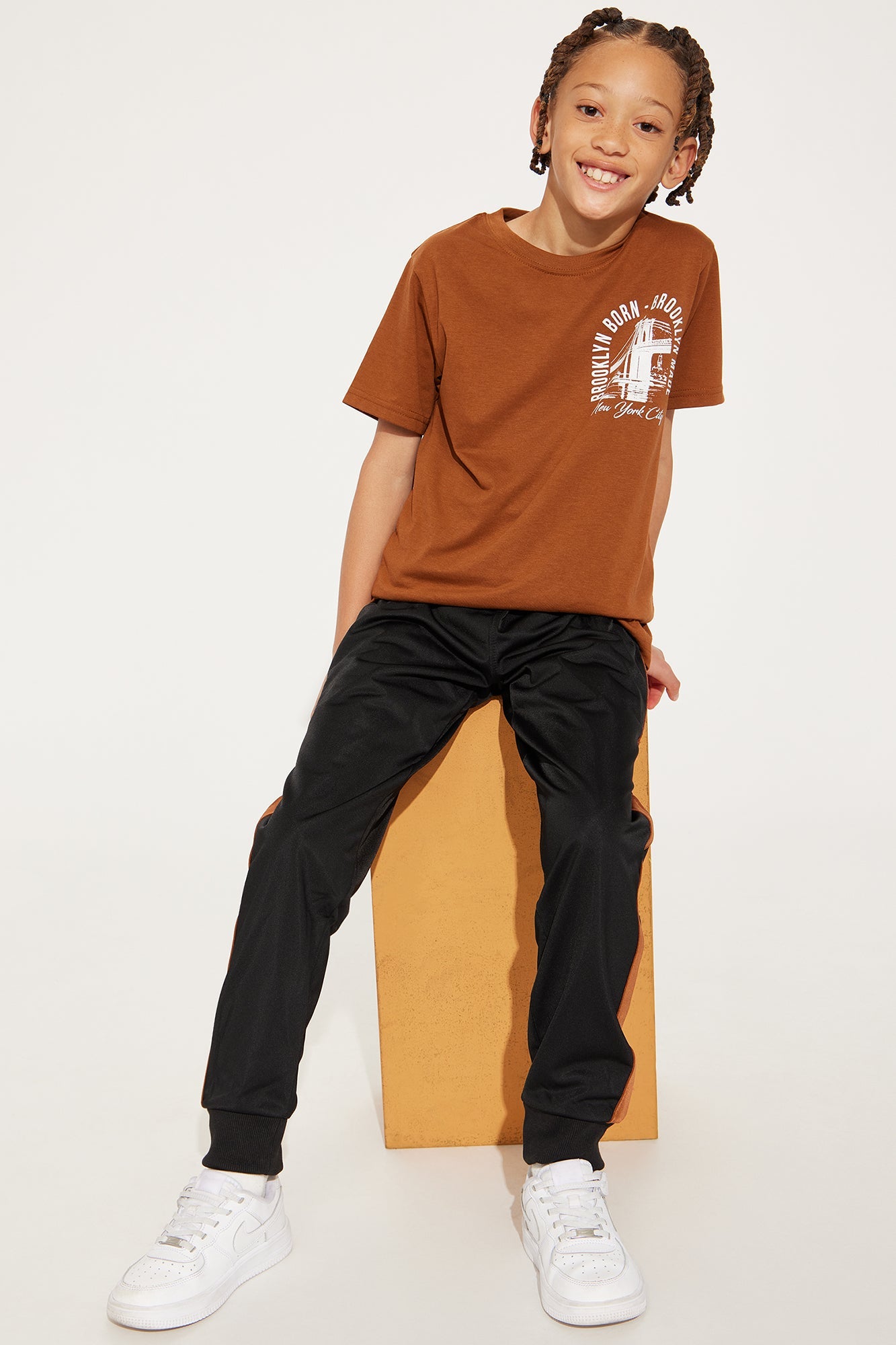 Mini Brooklyn Raised Front/Back Pant Set - Brown/combo