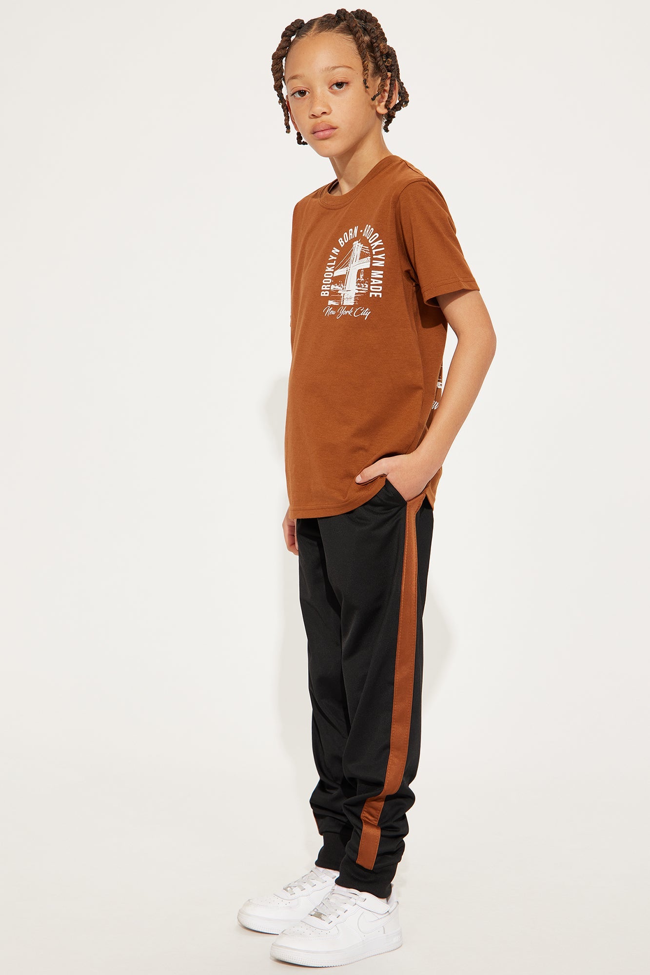 Mini Brooklyn Raised Front/Back Pant Set - Brown/combo
