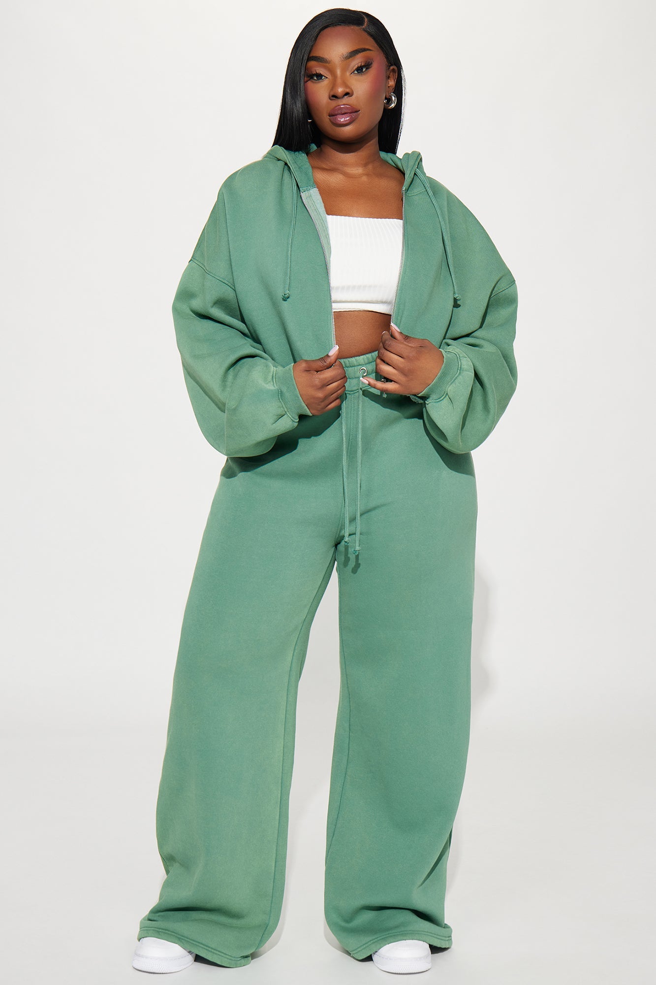 On The Go Fleece Pant Set - Green