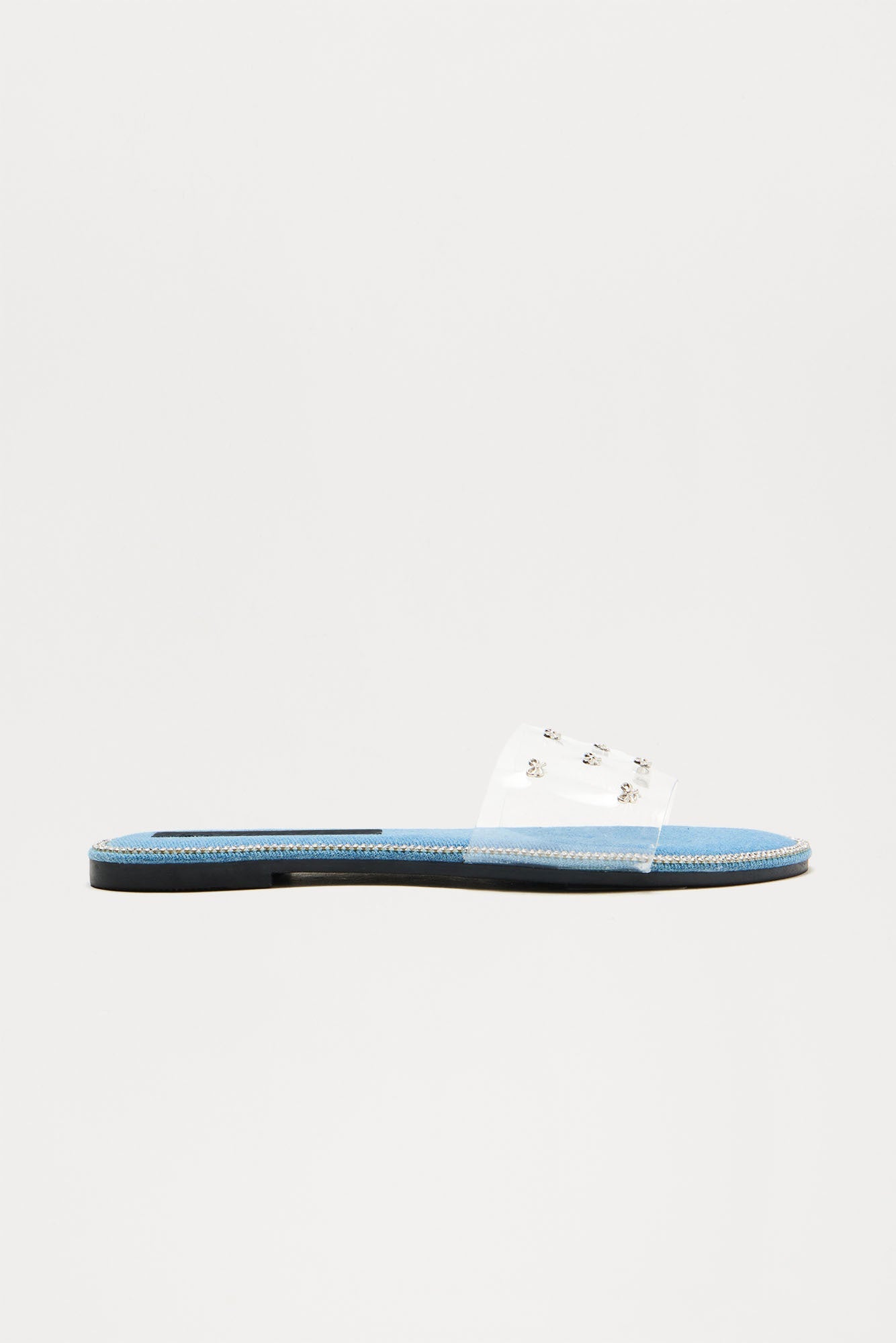 Kasen Rhinestone Trim Sandals - Denim