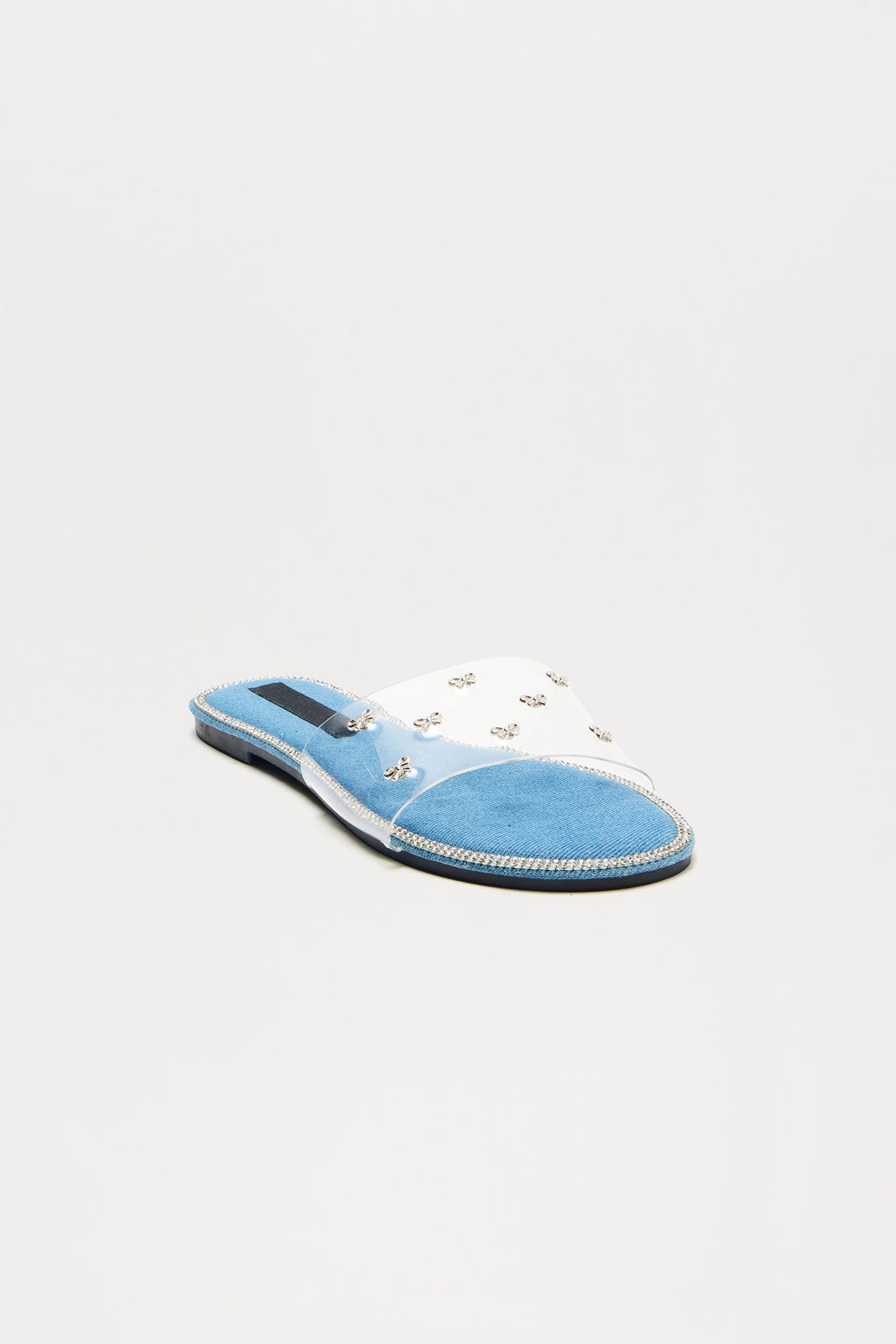 Kasen Rhinestone Trim Sandals - Denim