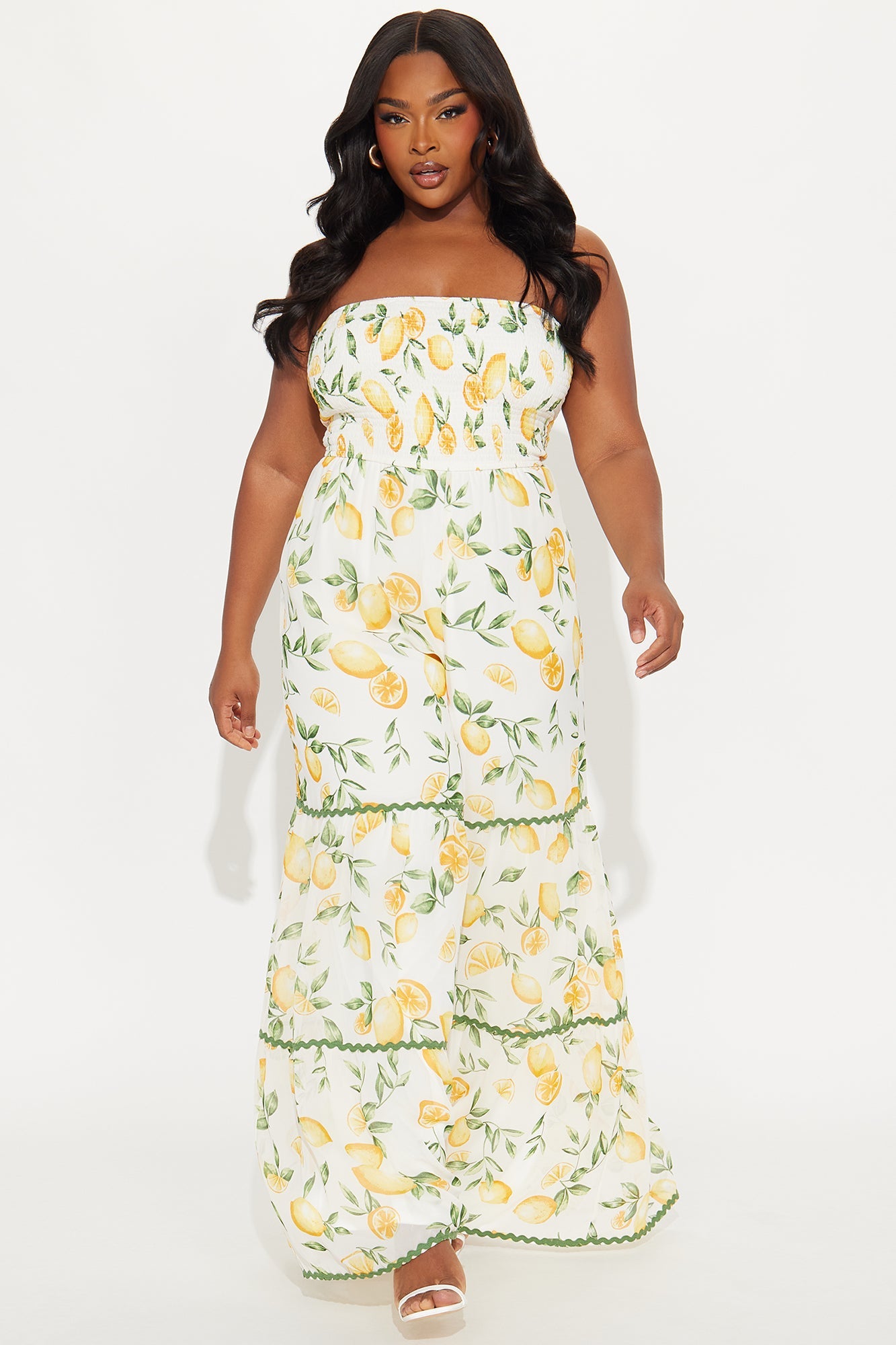 Brighten Your Day Fruit Print Jumpsuit - Yellow/combo