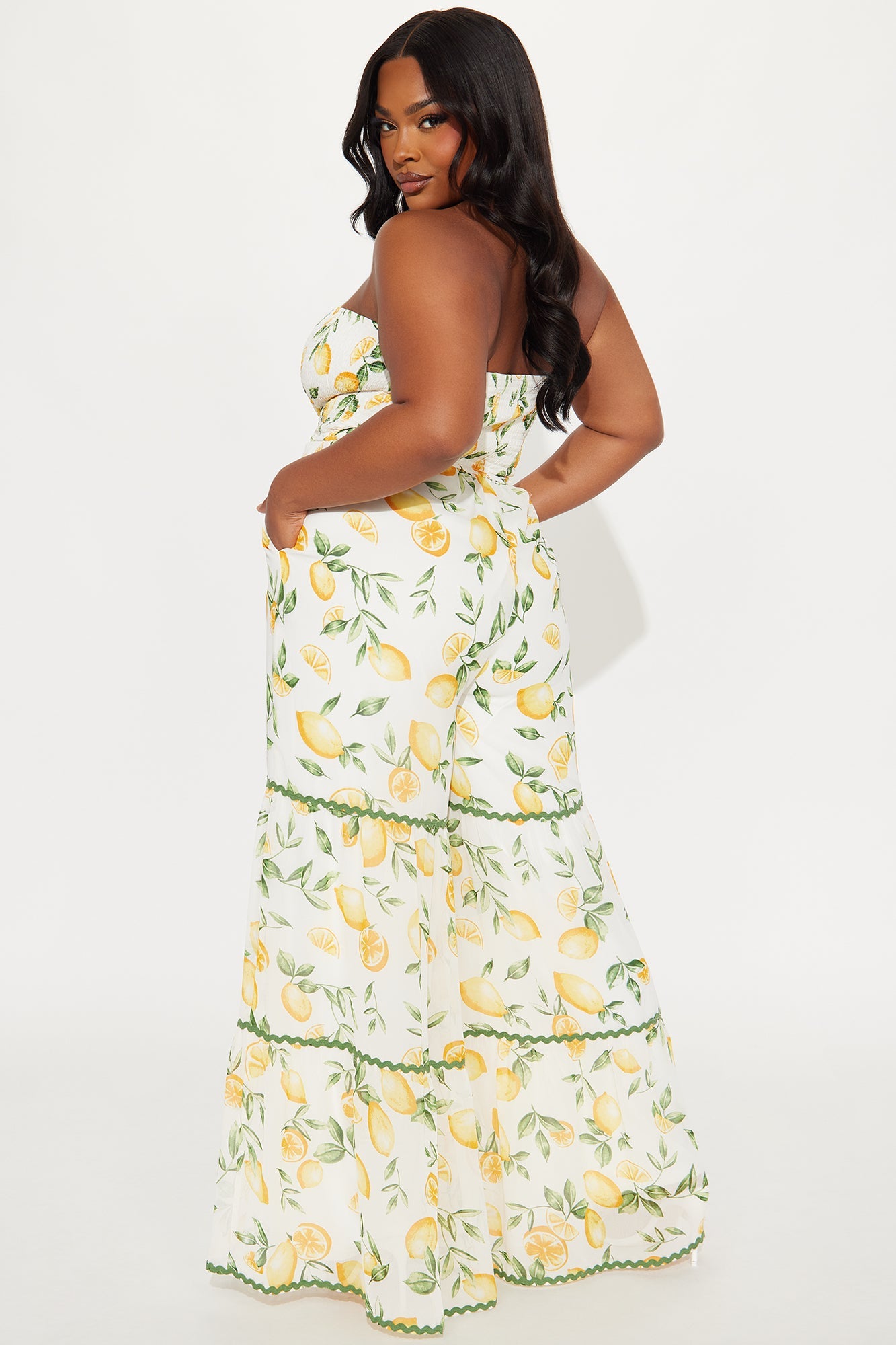 Brighten Your Day Fruit Print Jumpsuit - Yellow/combo
