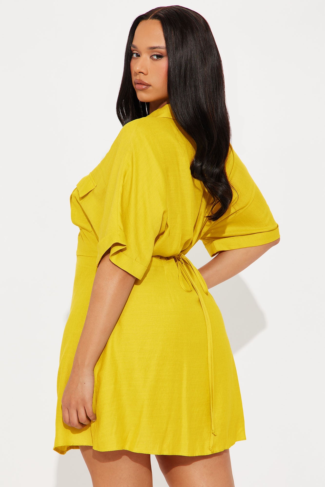 Penny Mini Shirt Dress - Mustard