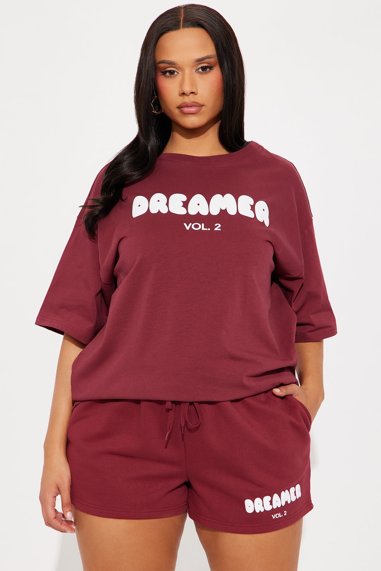 City Of Dreamers Short Set - Burgundy