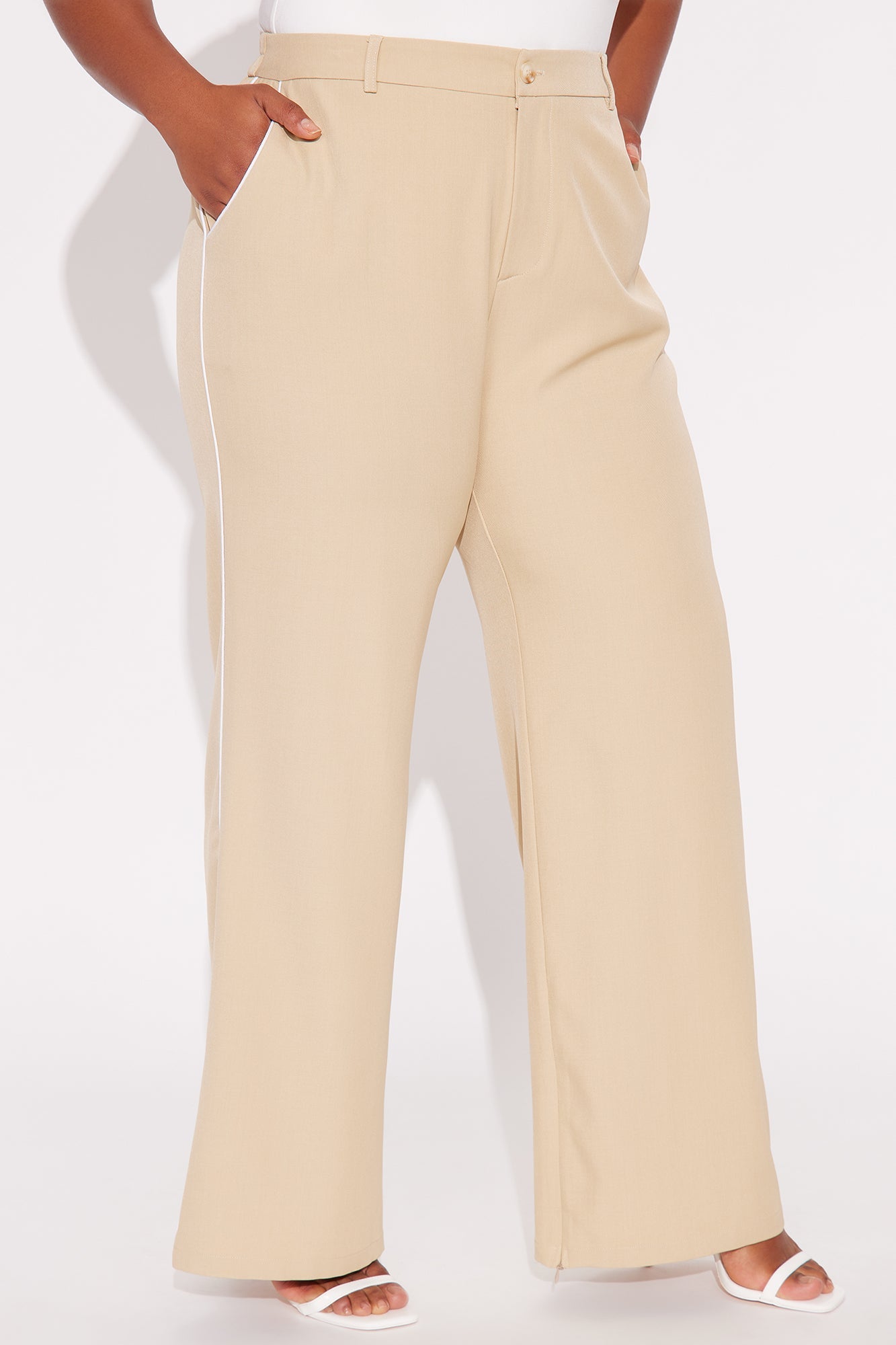 Camryn Wide Leg Trouser Pant - Khaki