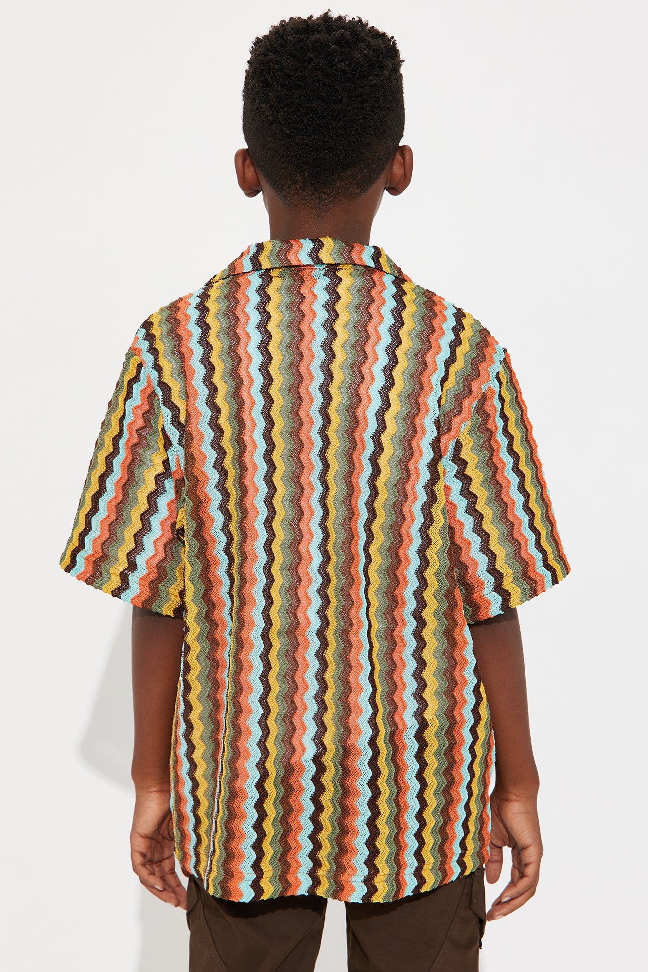 Mini Harris Zig Zag Short Sleeve Button Up - Multi Color