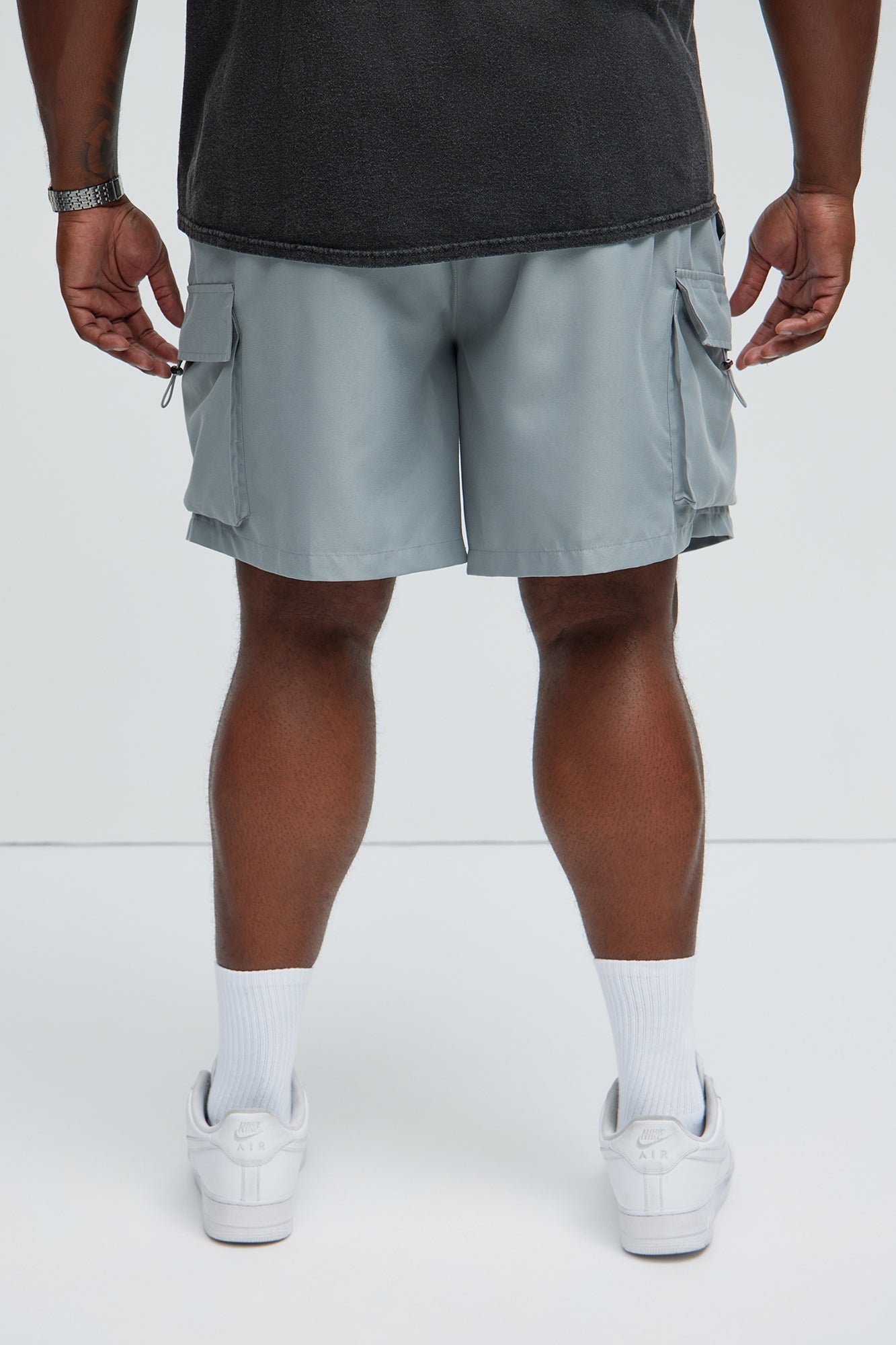 Keep It Coming Cargo Nylon Shorts - Grey