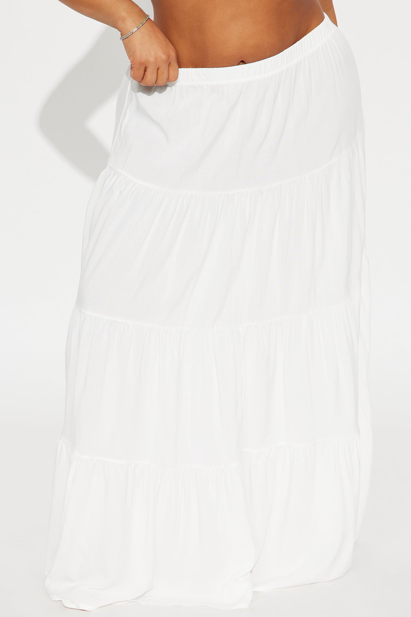 Adriana Tiered Maxi Skirt - White