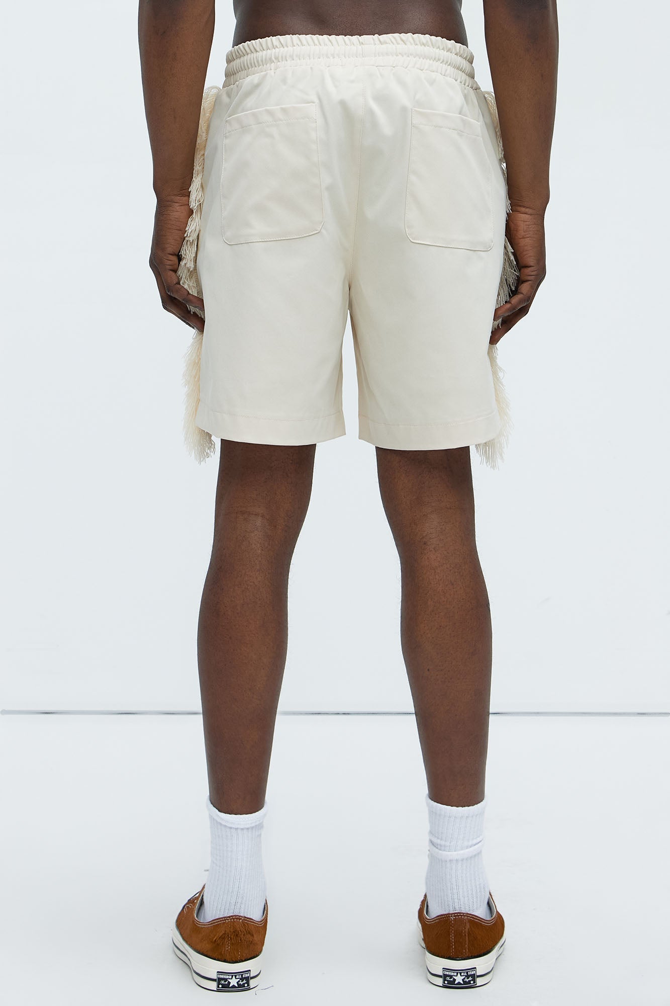 Nowhere Frayed Relaxed Shorts - Off White