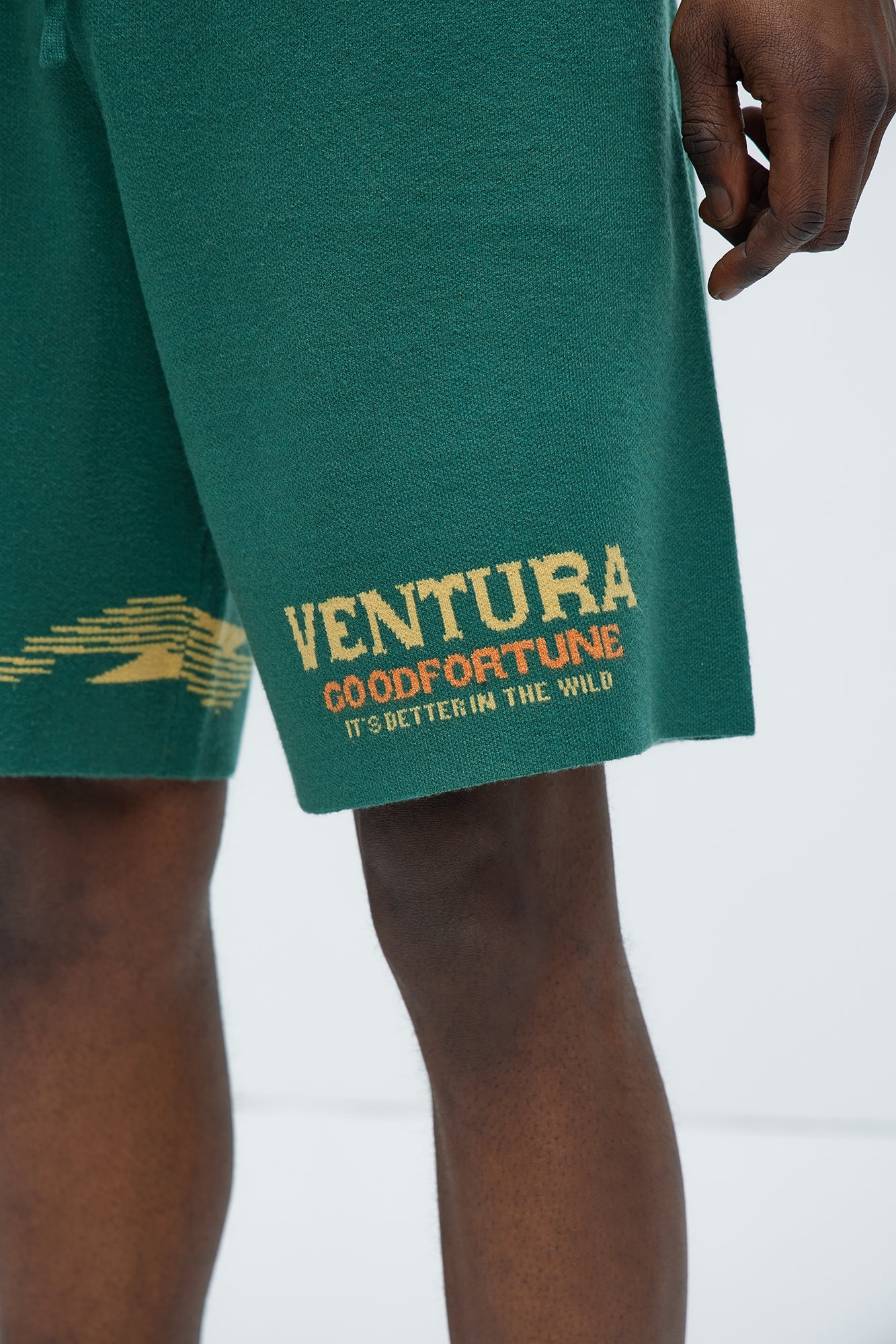 Dragon Palm Knitted Relaxed Shorts - Green/combo