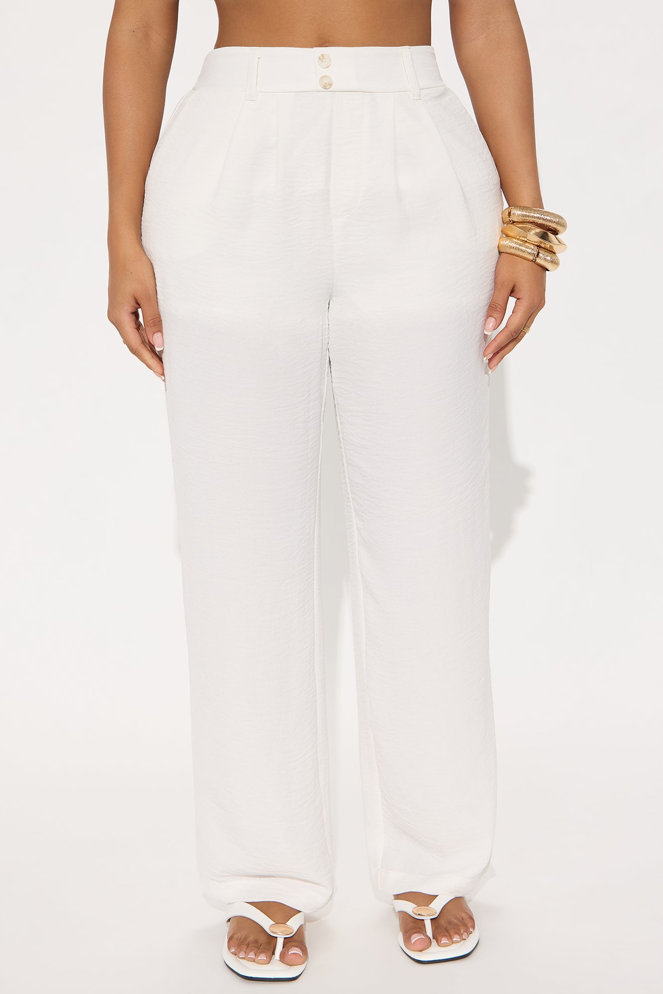 Turning Heads Airflow Wide Leg Trouser - Off White