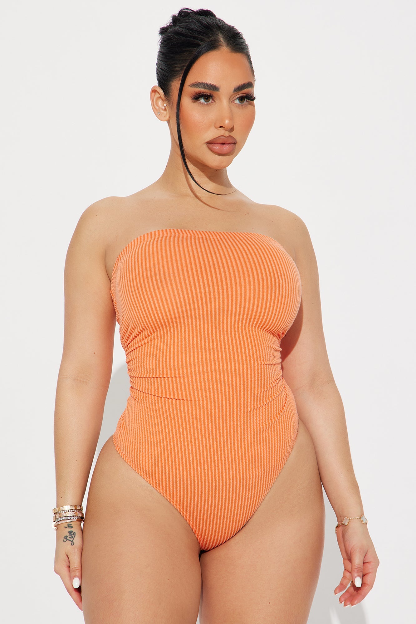 Rylin Ribbed Bodysuit - Orange