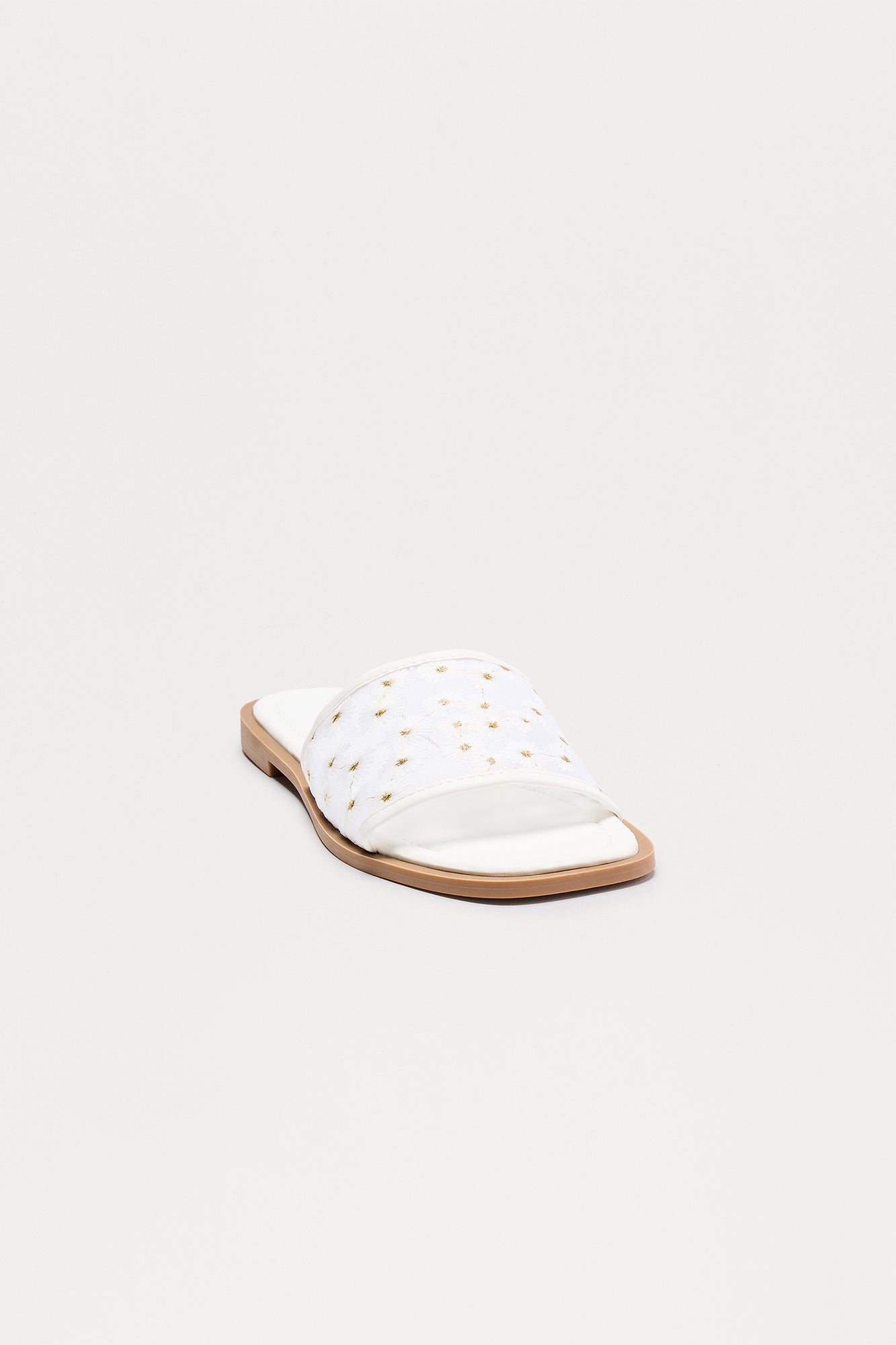 Zita Floral Slip On Sandals - White