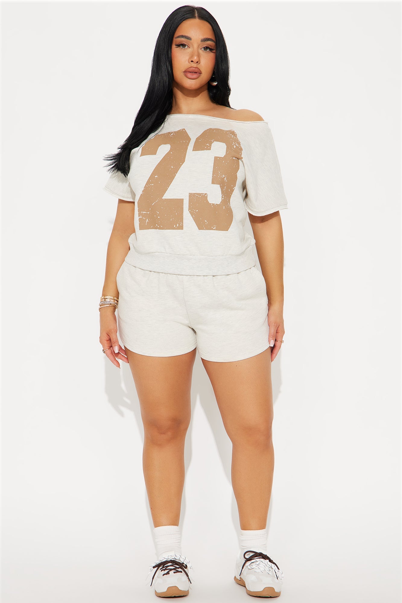 23 Off Shoulder Short Set - Oatmeal