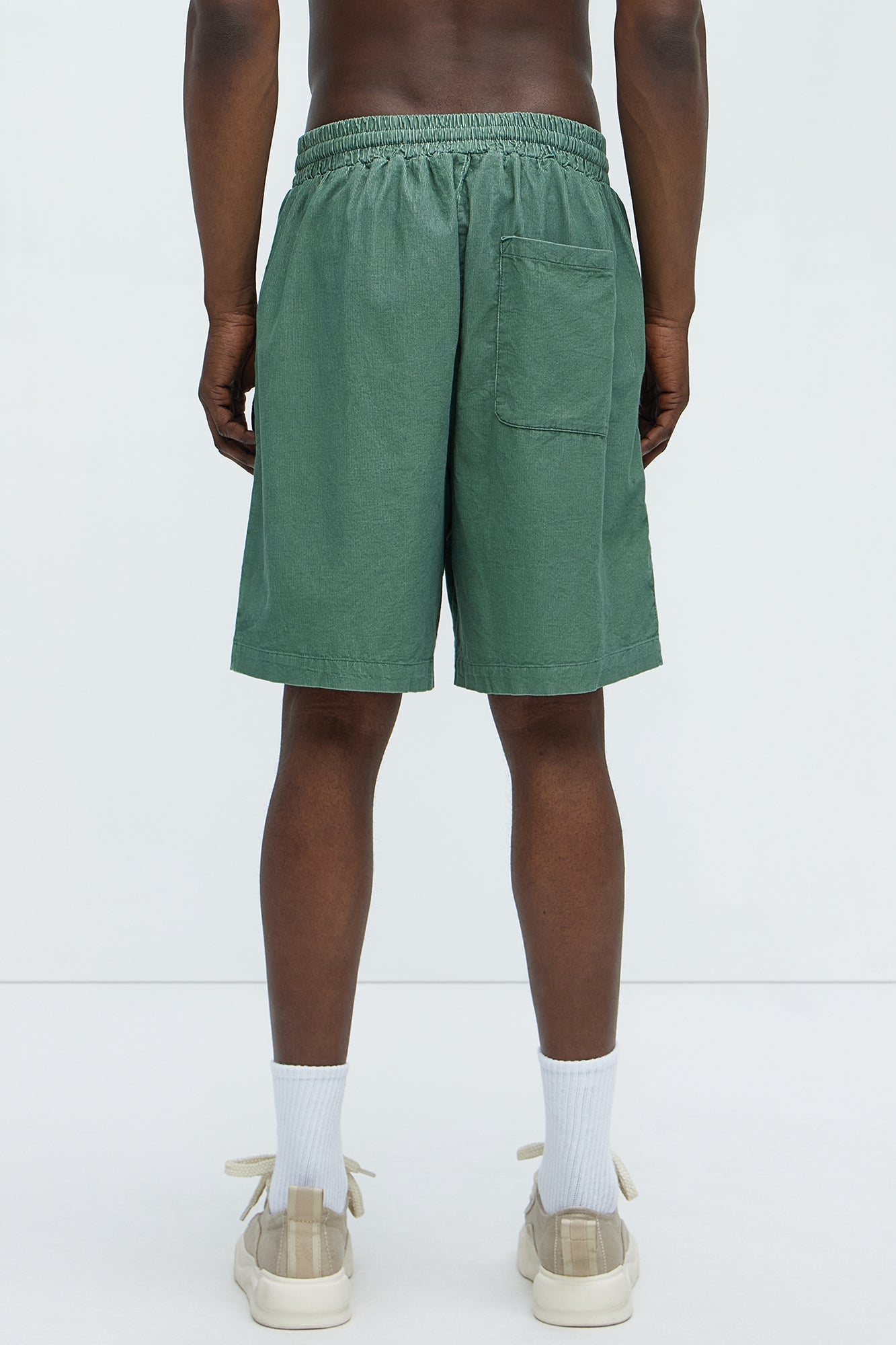 Retro Embroidered Corduroy Shorts - Green
