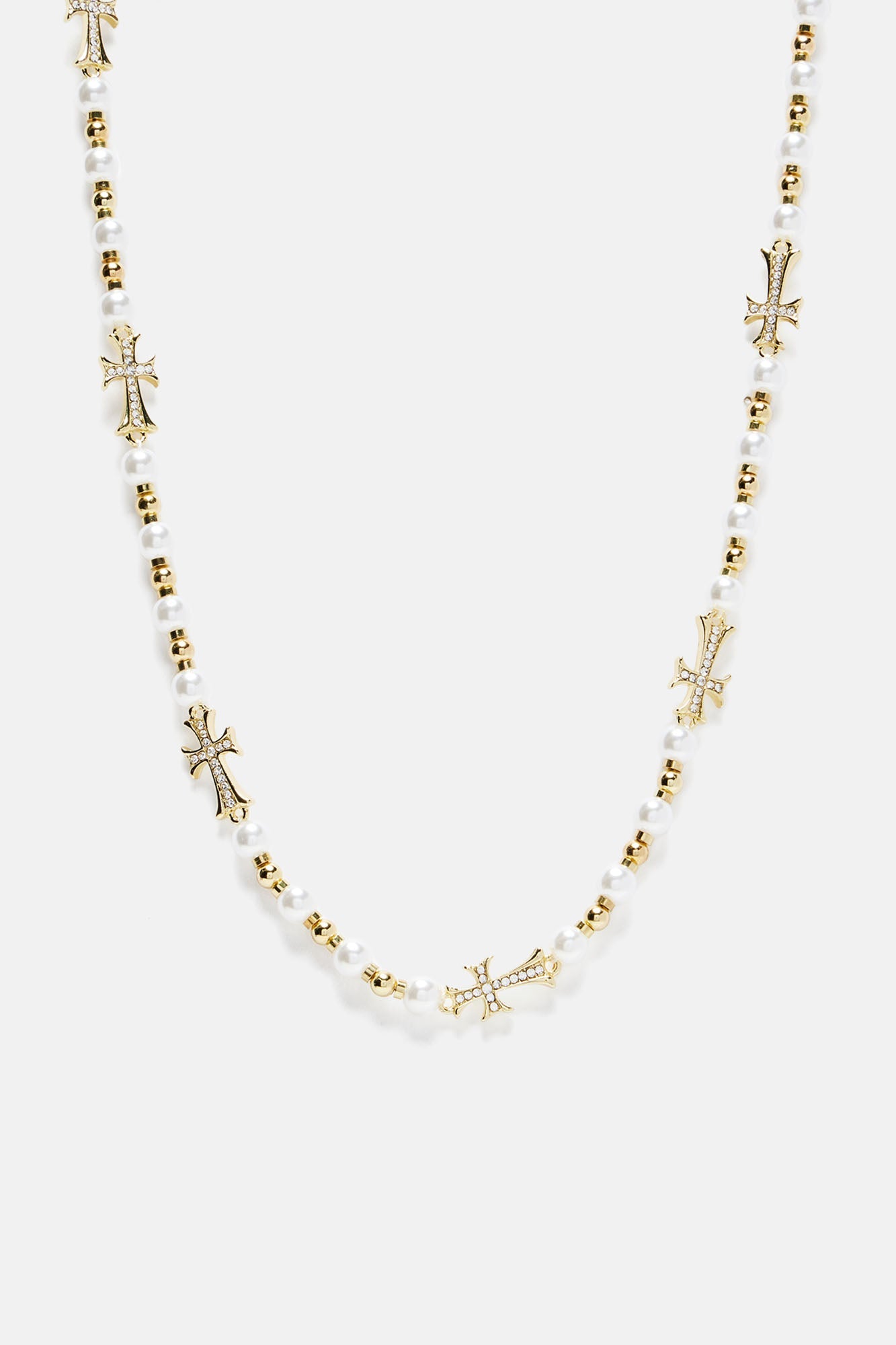 Tate Pearl Cross Chain Necklace - Gold